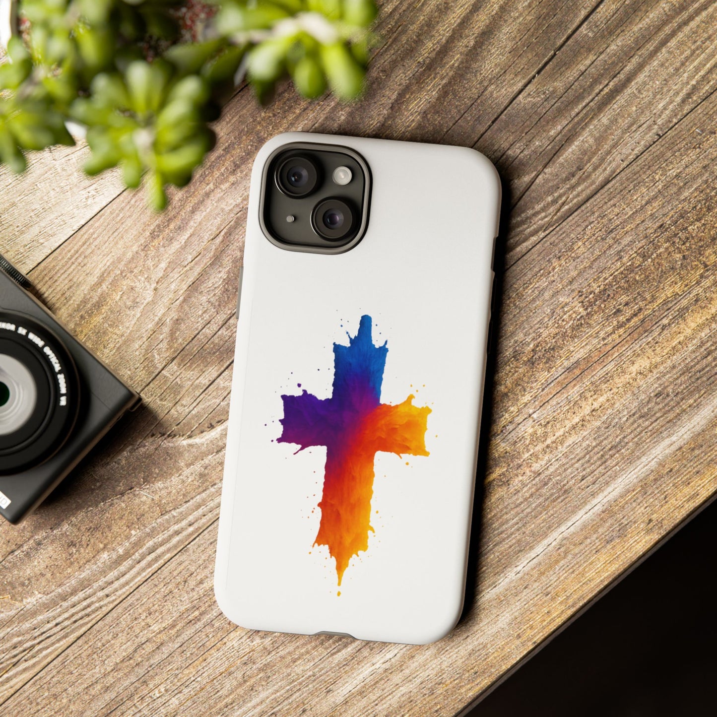 Christian iPhone Case – Watercolor Cross Phone Cover, Faith Gift for Her or Him, Inspirational iPhone Accessory