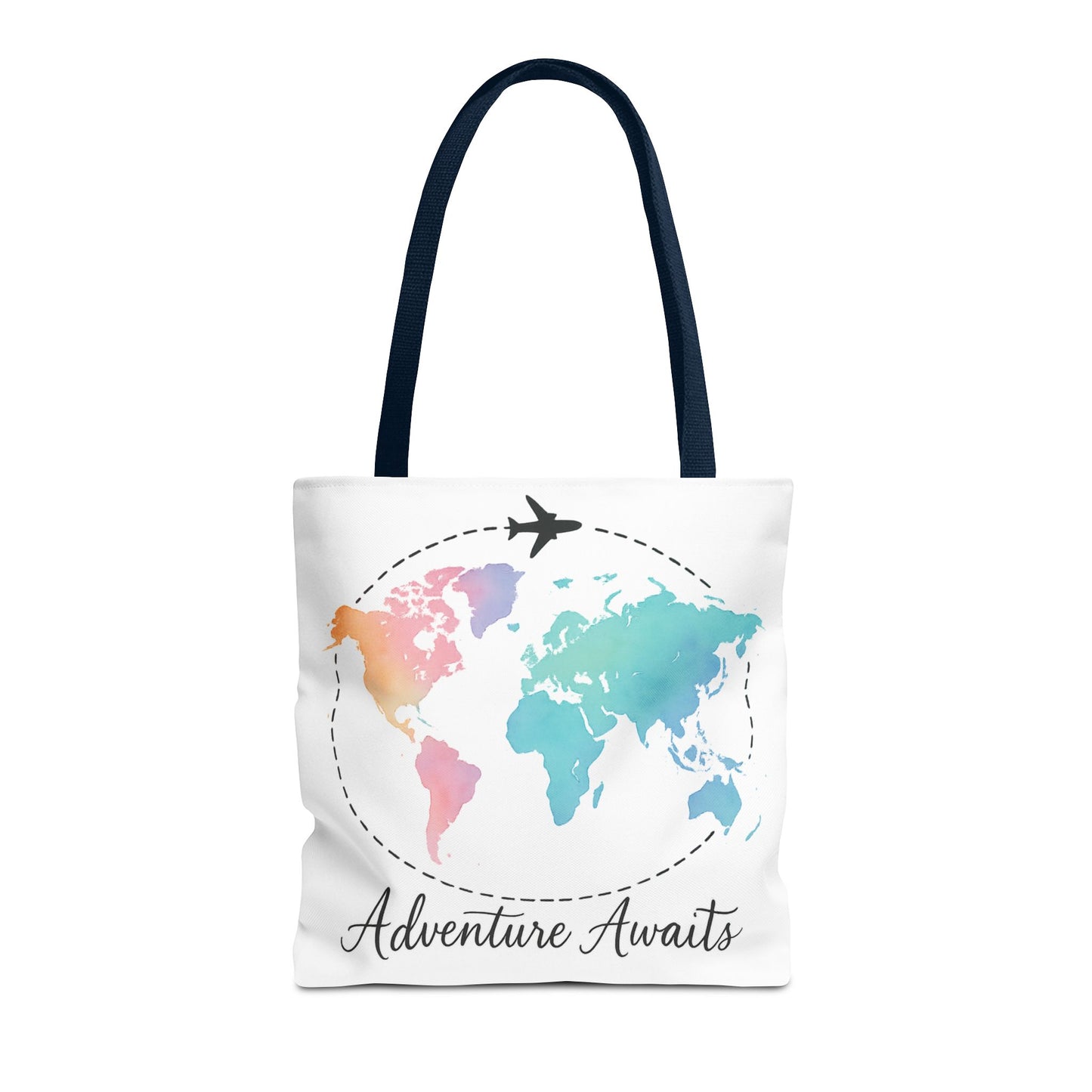 Adventure Awaits Watercolor World Map Tote Bag | Travel Canvas Tote | Wanderlust Gift, Beach, Camping, Airport Carryall, Eco-Friendly