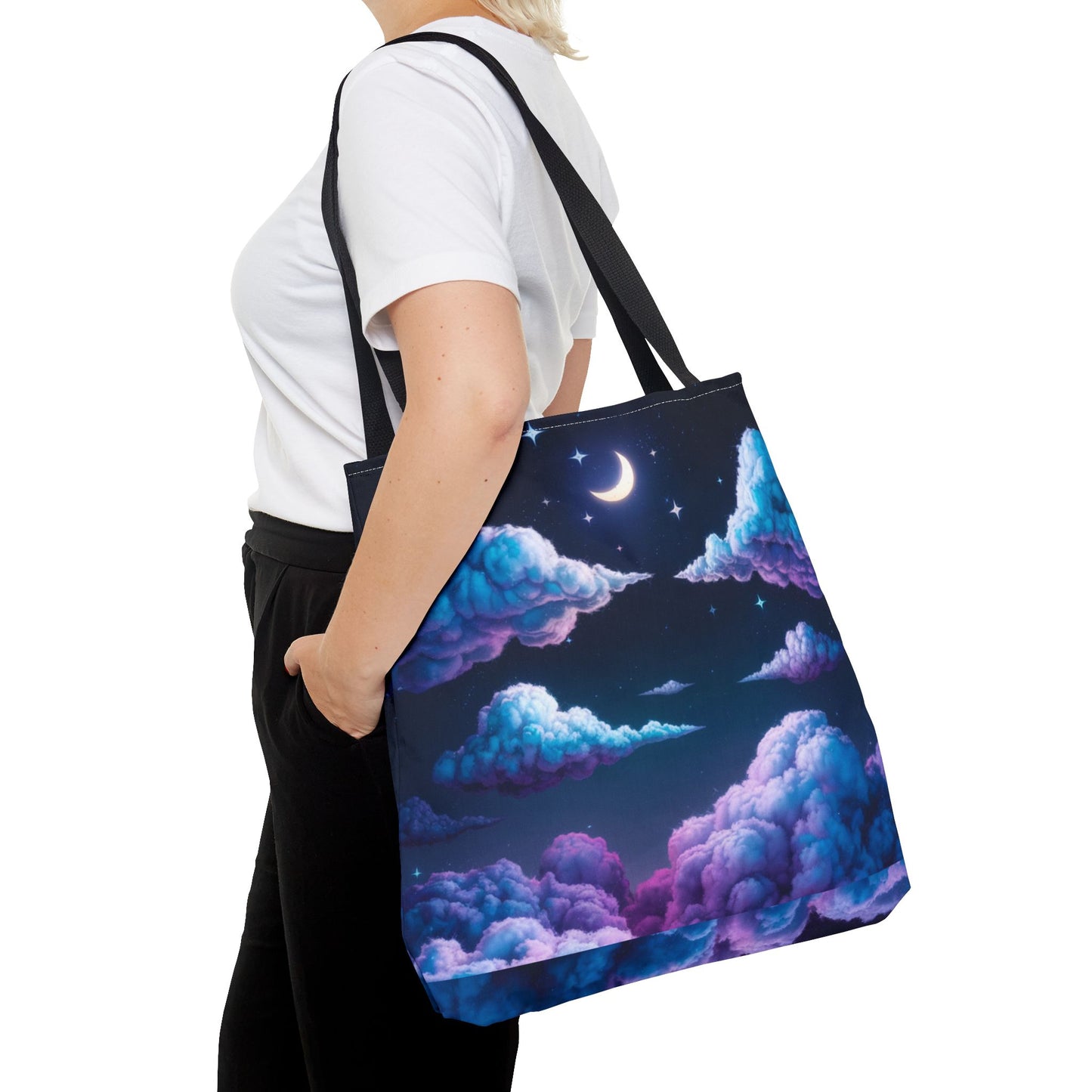Dreamy Moon & Clouds Tote Bag • Celestial Night Sky Tote • Boho Moon Cloud Tote • Eco-Friendly Cosmic Art Tote • Gift for Stargazers