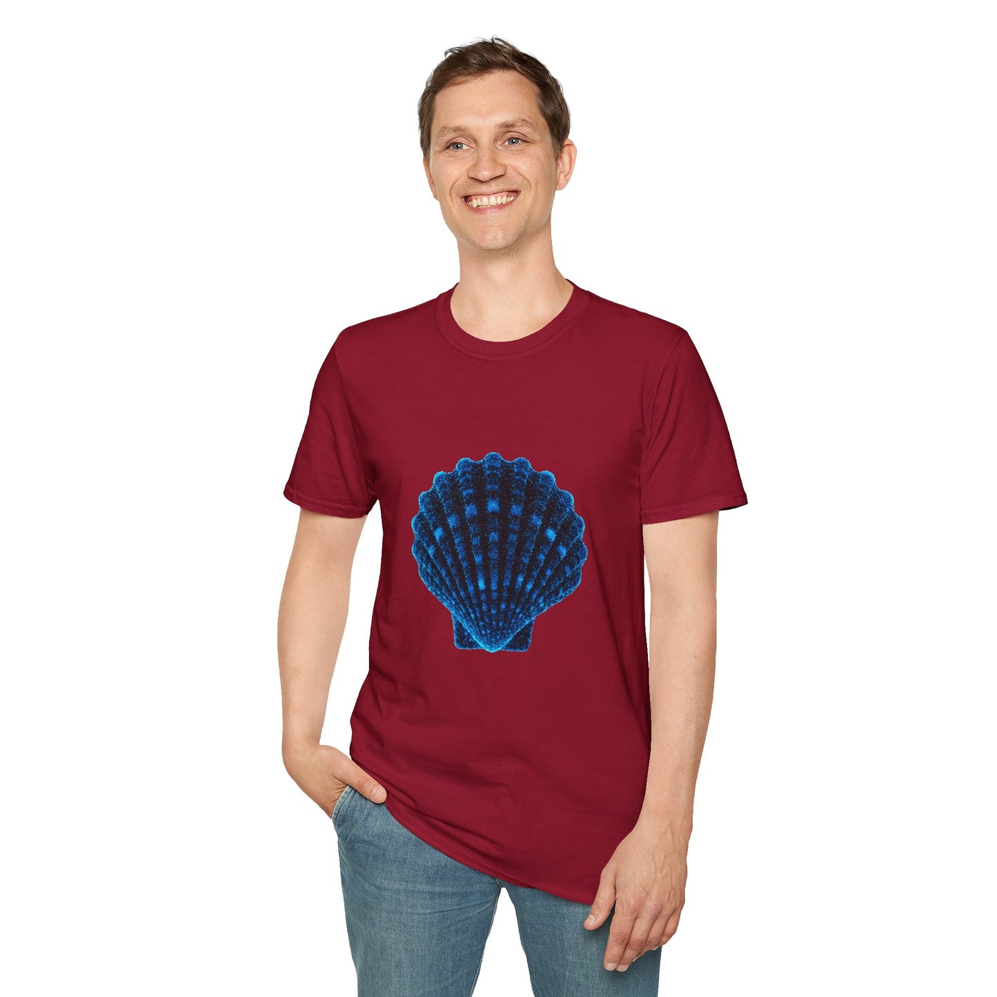 Geometric Digital Shell T‑Shirt • Nature Inspired Graphic Tee • Cottagecore, Y2K Nostalgia, Bold Minimalist Women & Men Gift