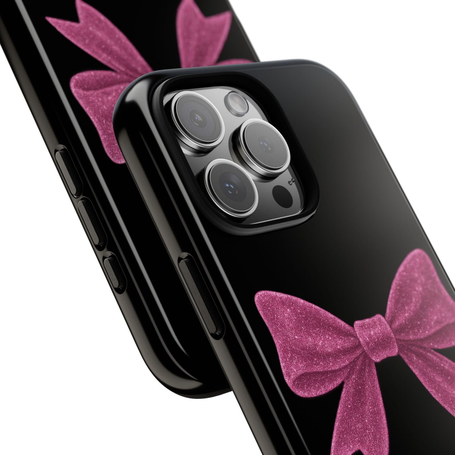Pink Bow iPhone Case β Coquette Aesthetic Phone Cover β Glitter Soft Girl Tech Accessory β Cute Glossy Pinkcore Case β Gift for Her