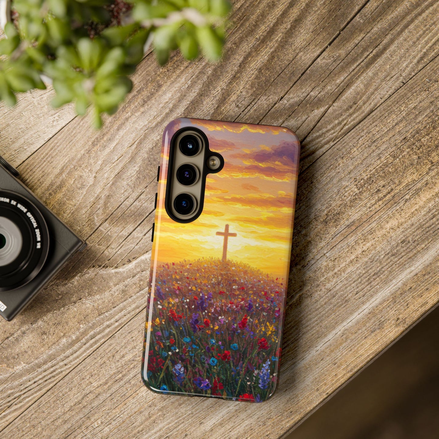 Samsung Phone Case - Monet Style Cross Christian Phone Case Spiritual Case Inspirational Samsung Case
