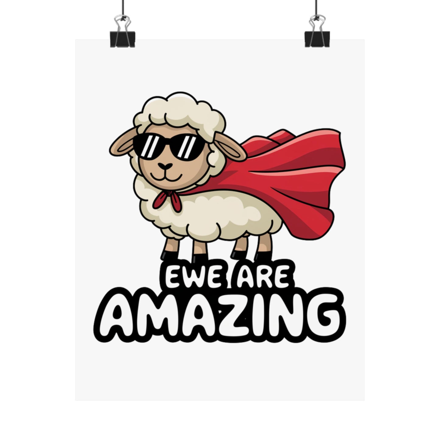Funny Sheep Poster – “Ewe Are Amazing” Wall Art, Cute Animal Pun Print for Classroom, Kids Room, or Office Decor