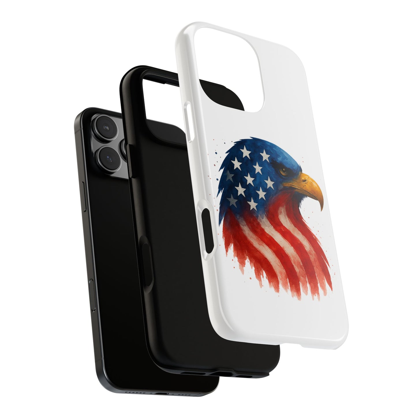 Patriotic Eagle iPhone Case - USA Flag Tough Cover, Dual-Layer Rugged Protection, 4th of July and Veteran Gift