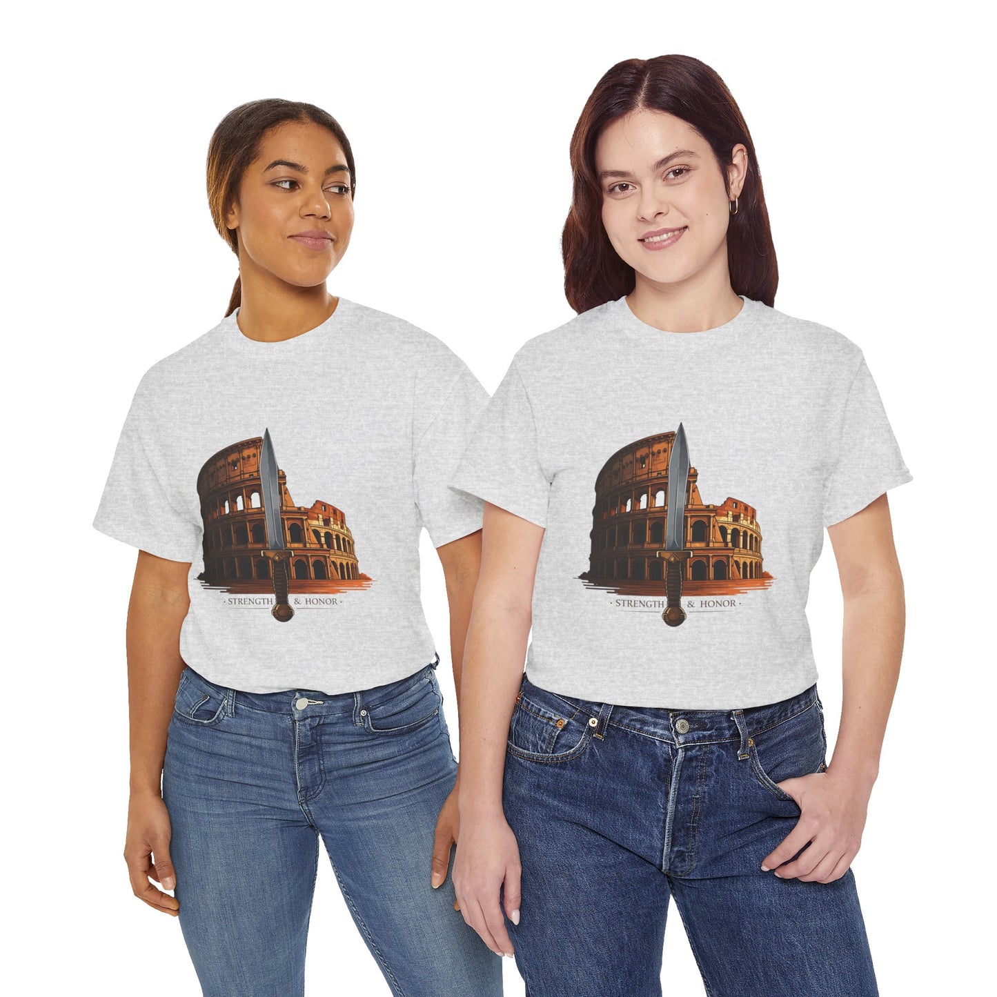 Strength & Honor Gladiator Shirt – Roman Colosseum Sword Graphic Tee – Ancient Rome History T-Shirt for Gladiator & Travel Fans