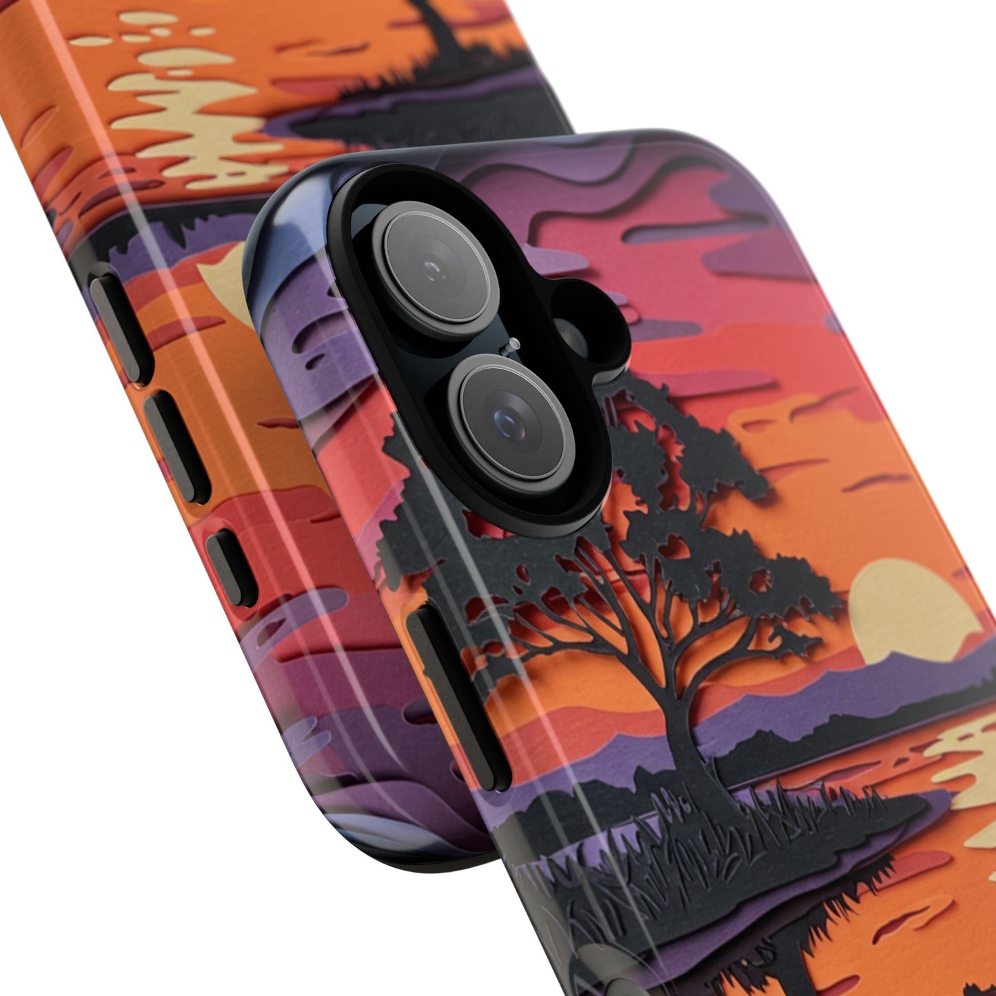 iPhone Case - Colorful Paper Art Sunset Design
