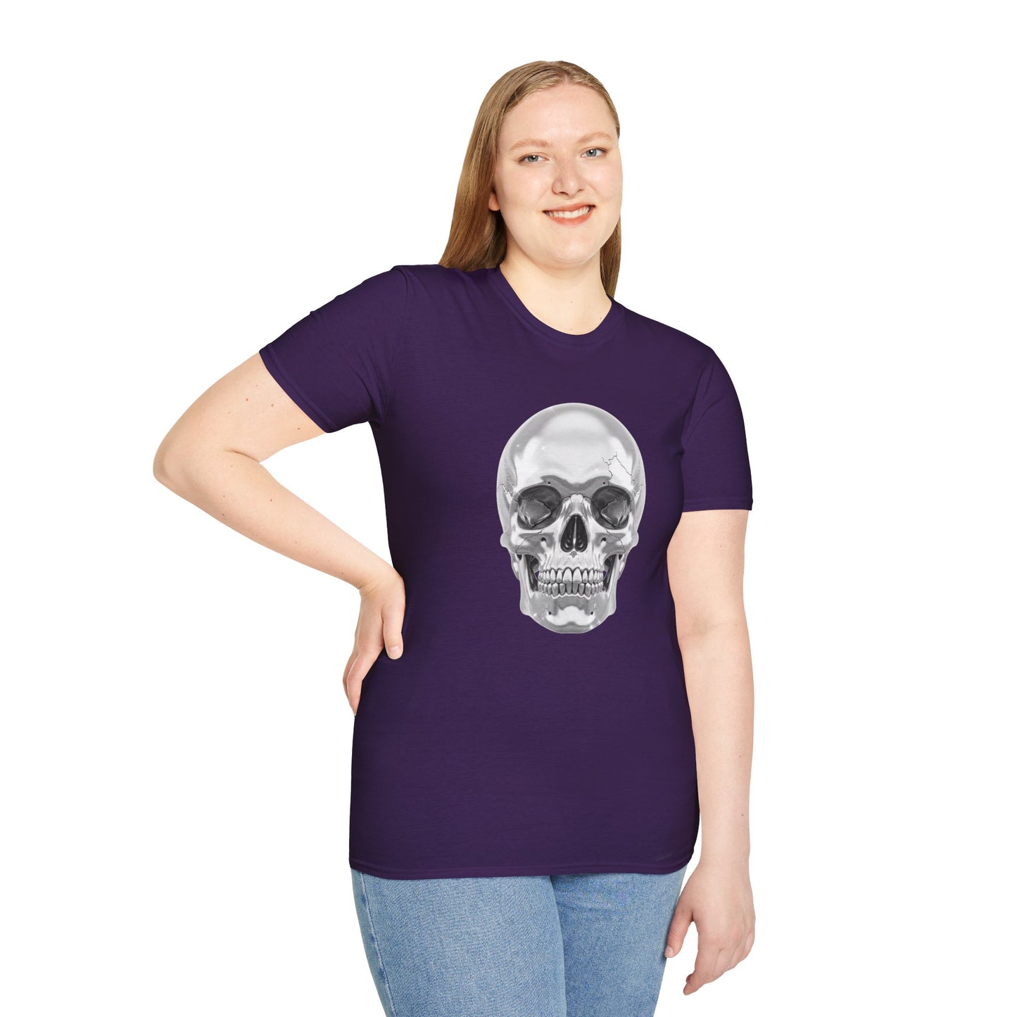 Chrome Skull Graphic Tee - Edgy Metallic Skull Shirt - Retro Rock Vibe, Dark Aesthetic, Unisex Cool Gift - Trendy Fashion Statement Top