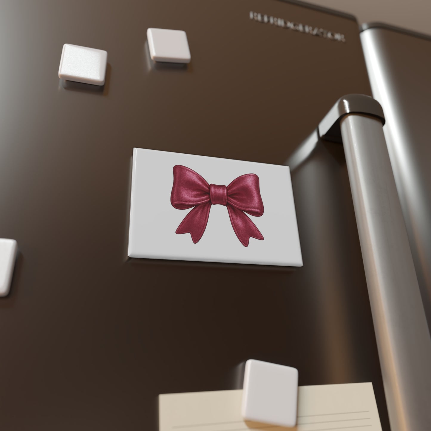 Pink Metallic Bow Magnet – Cute Gift Bow Fridge Magnet, Glam Kitchen Decor, Locker or Office Accessory