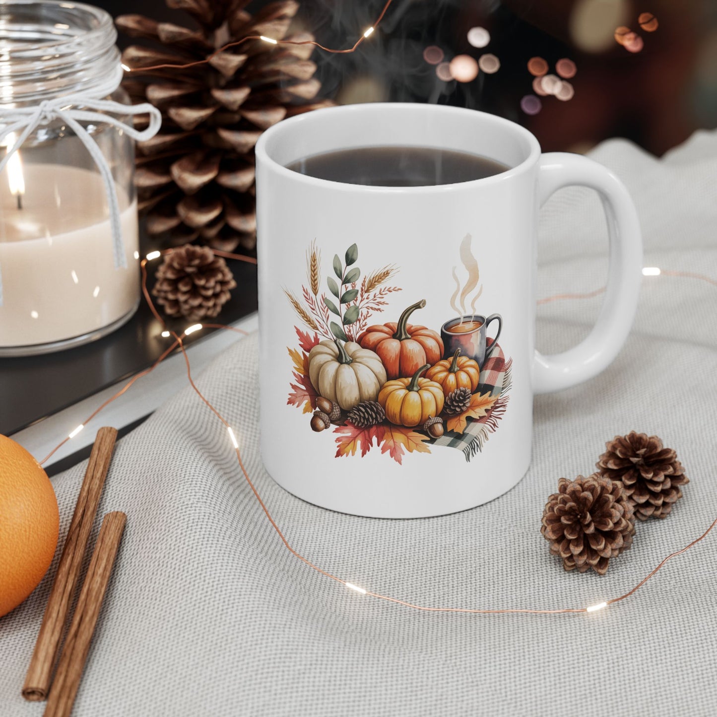 Autumn Harvest Ceramic Mug - Perfect for Fall Coffee Lovers, Pumpkin Spice, Thanksgiving, Cozy Home Decor, Gift for Friends
