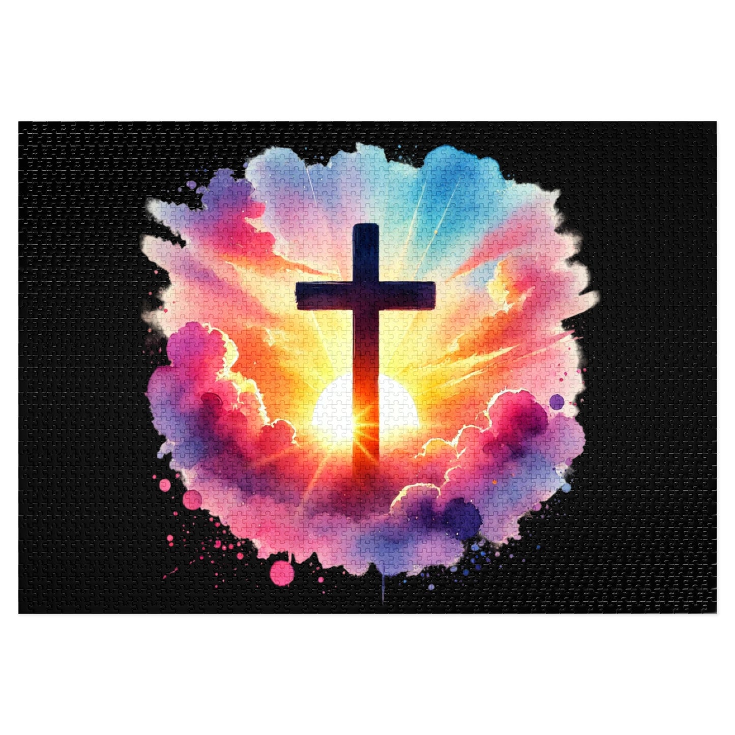 Inspirational Watercolor Cross Jigsaw Puzzle Christian Puzzle Easter Game Spiritual Puzzle Faith Based Game