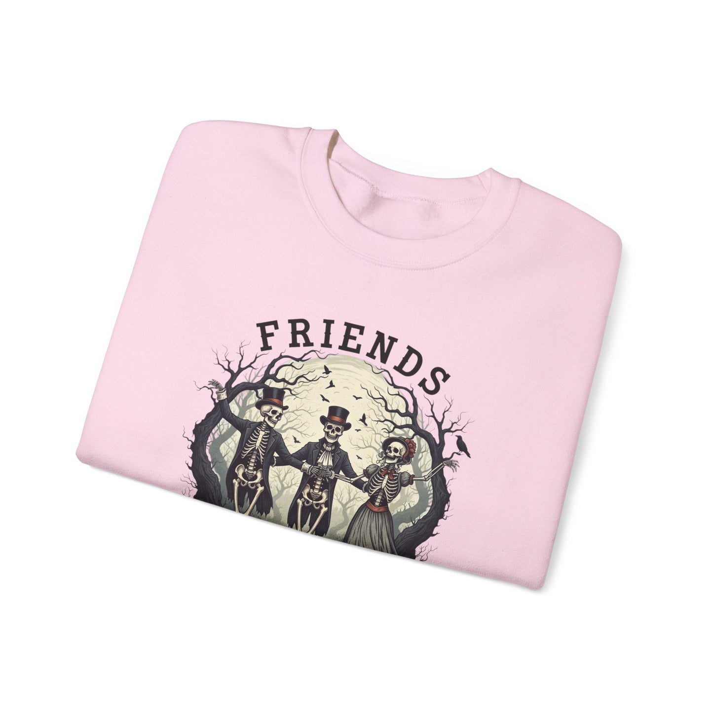 Friends Till The End Skeleton Sweatshirt | Dancing Skeletons Halloween Crewneck | Spooky Fall Graphic Pullover Gift for Bestie