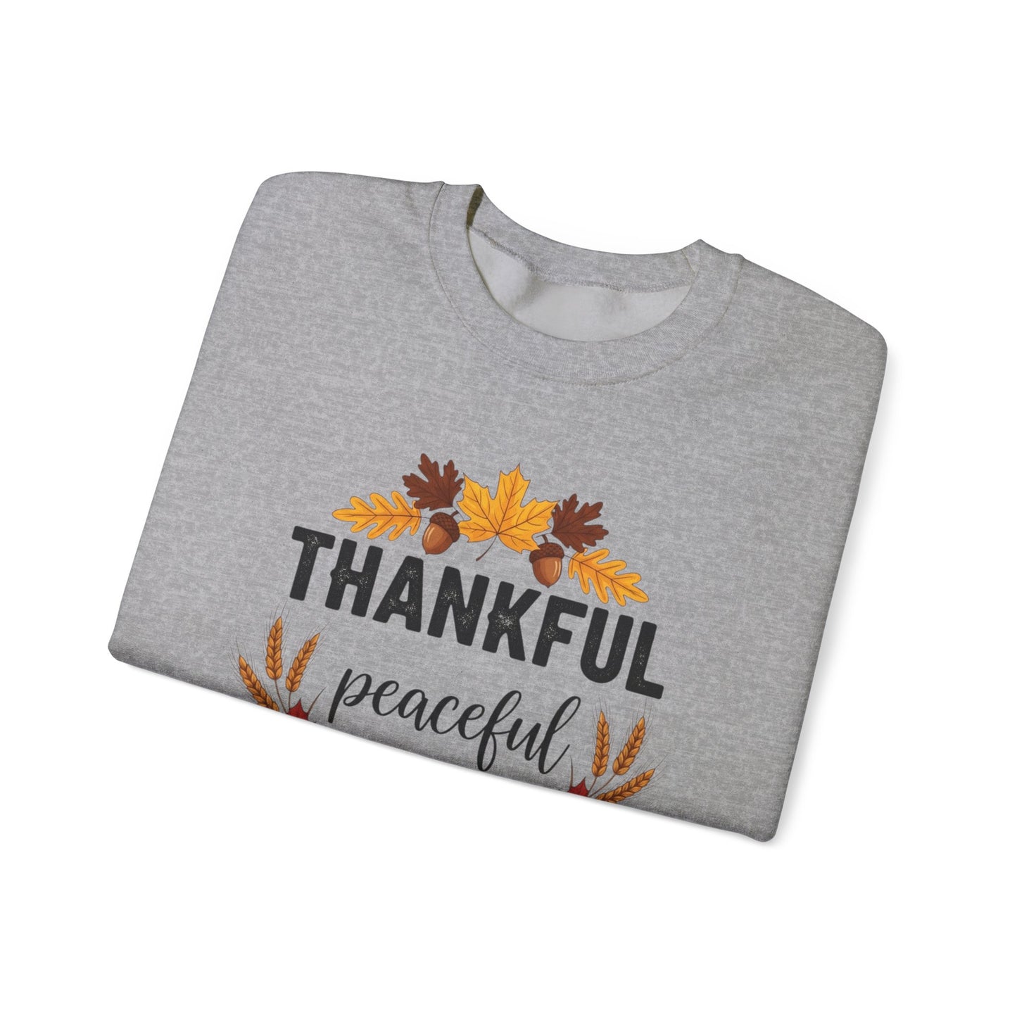 Thankful Peaceful Fall Sweatshirt, Autumn Pumpkin Crewneck, Thanksgiving Sweater, Cozy Seasonal Pullover, Gratitude Gift For Women Men