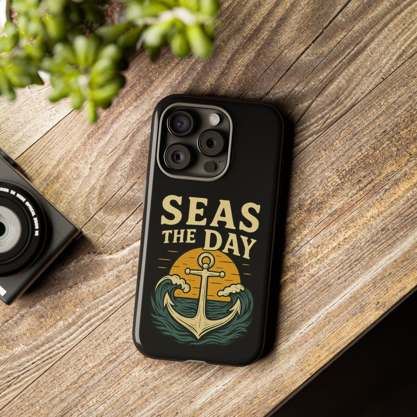 Seas the Day iPhone Case – Nautical Anchor Phone Cover – Ocean Pun Gift – Beach Lover iPhone Accessory – Summer Adventure Phone Case