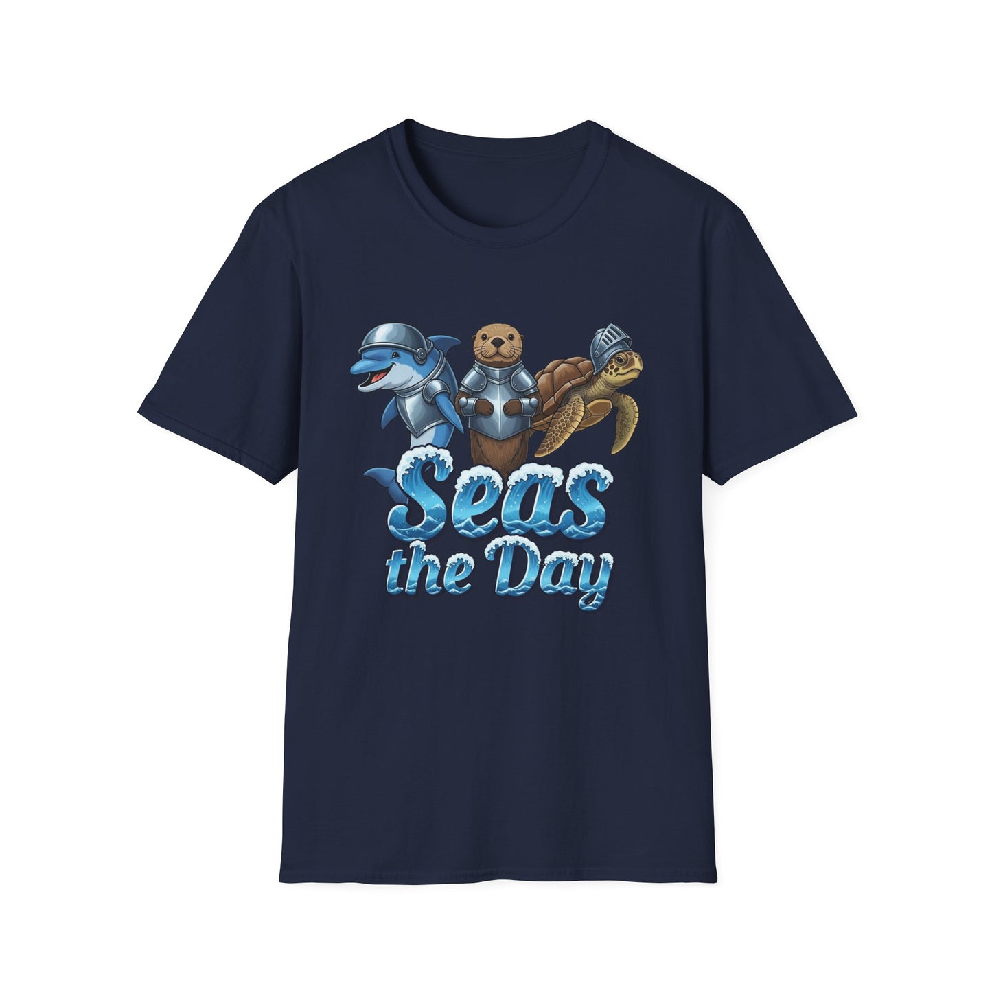 Seas the Day Shirt | Ocean Knight Animals Dolphin Otter Turtle Graphic Tee | Funny Sea Life Adventure Tee | Gift for Beach Lovers