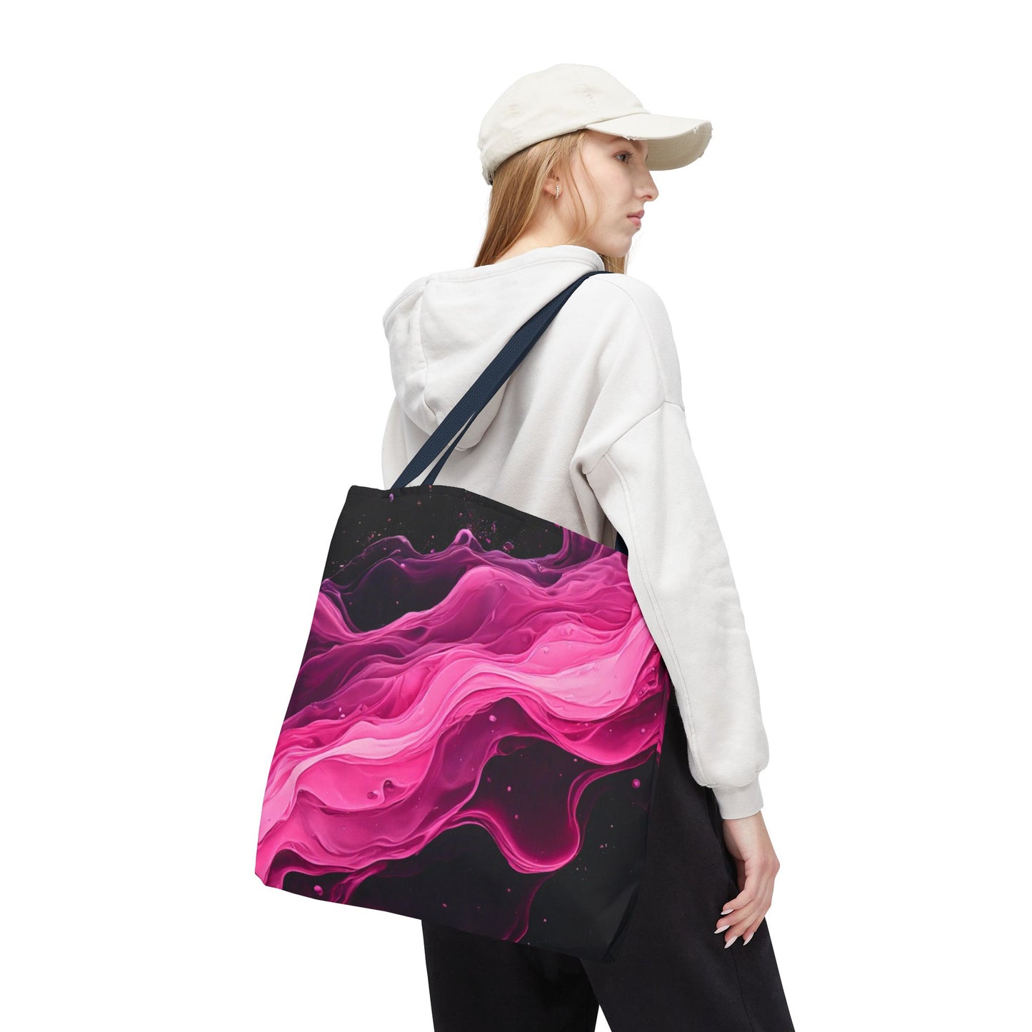 Pink Abstract Tote Bag | Bold Magenta Swirl Art Print Tote | Abstract Expressionism Carryall | Statement Shopper | Canvas Tote Bag