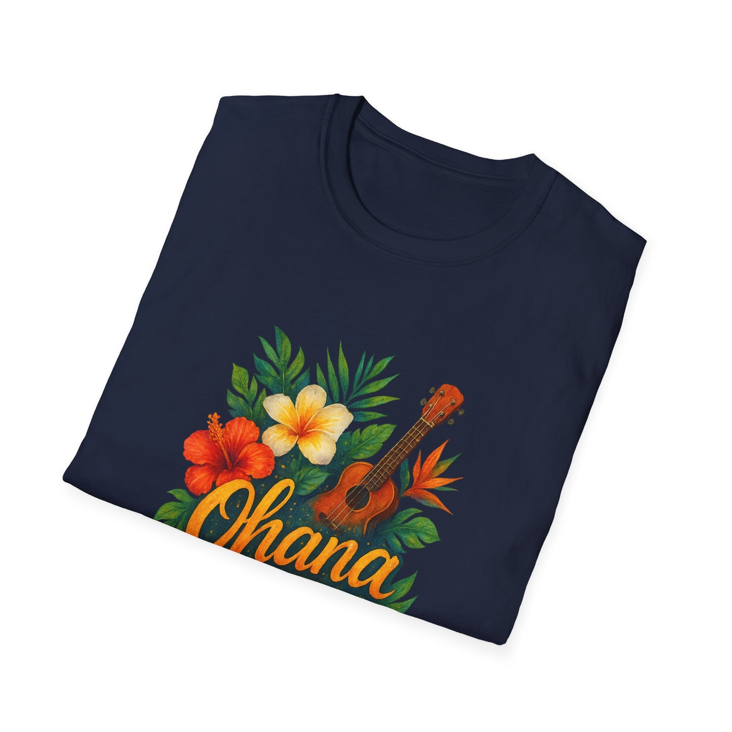 Ohana Hawaiian Shirt | Tropical Family T-Shirt | Luau Vacation Tee | Aloha Summer Shirt | Ukulele Turtle Floral Beach Gift