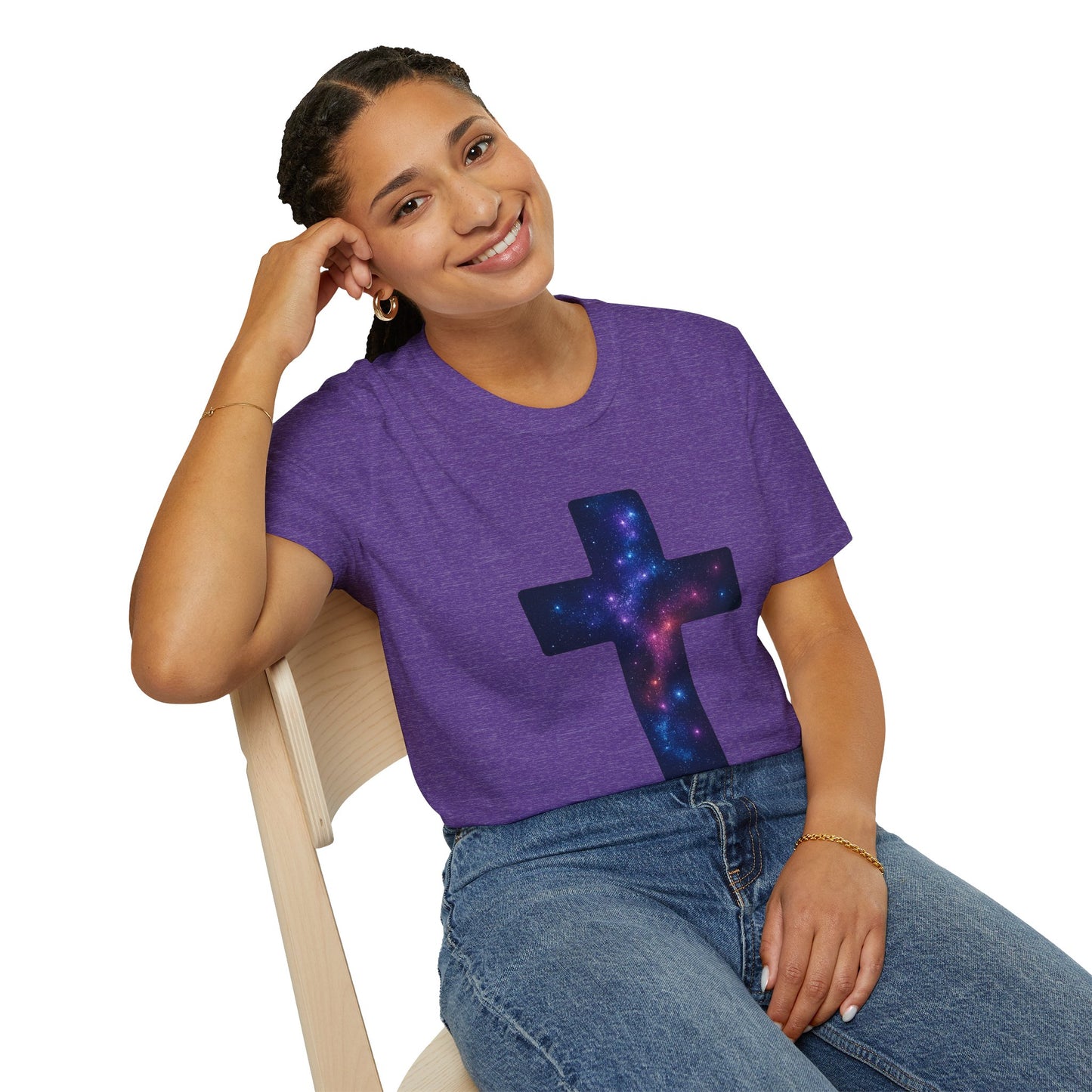 Galaxy Cross Graphic Tee | Celestial Christian Shirt, Spiritual Universe Cross T-Shirt, Faith & Astronomy Gift for Women & Men, Space Aesthetic