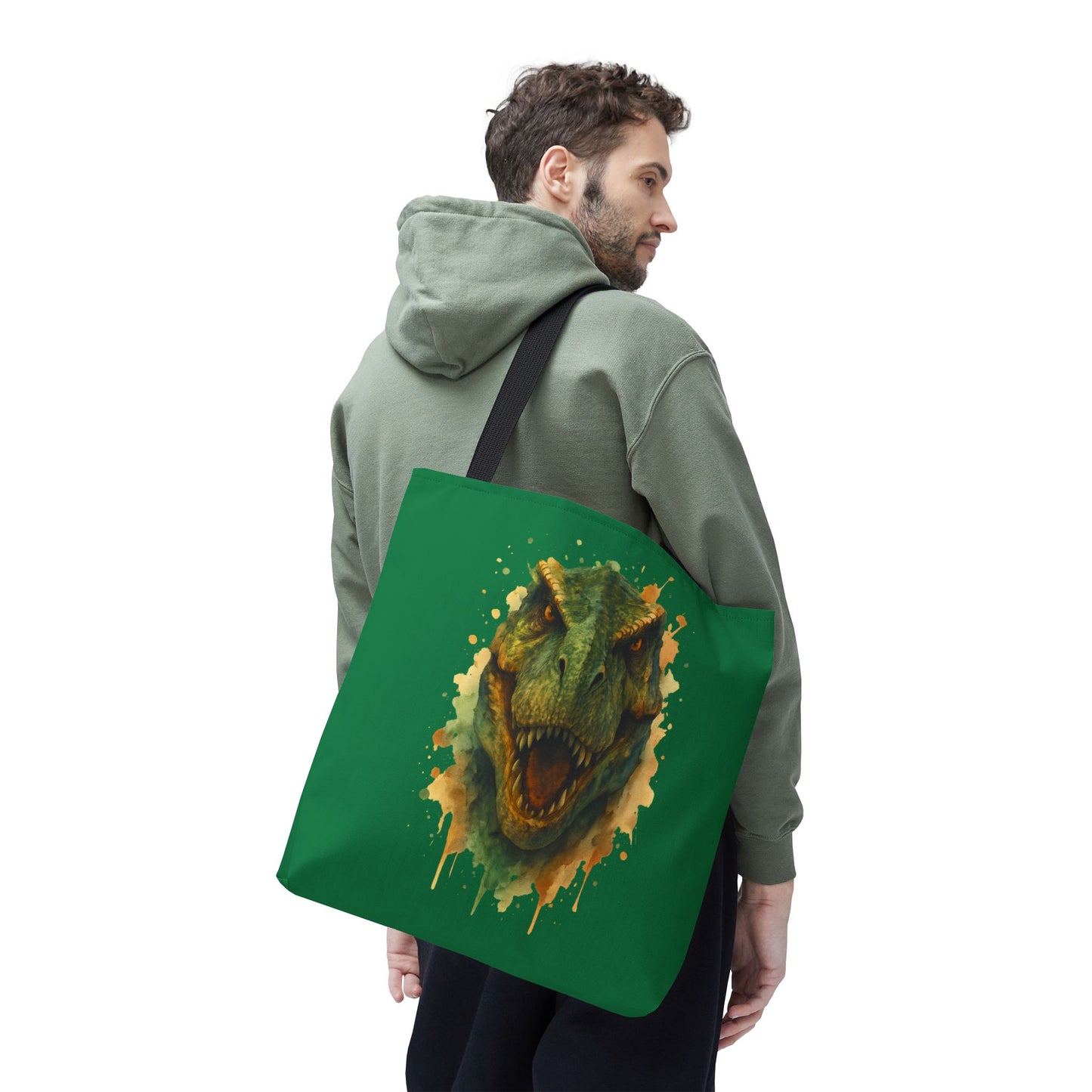Watercolor T-Rex Tote Bag - Eco Canvas Dino Shopper, Dinosaur Lover Gift, Book Bag, Reusable Grocery Tote - Aesthetic Paleontology Art
