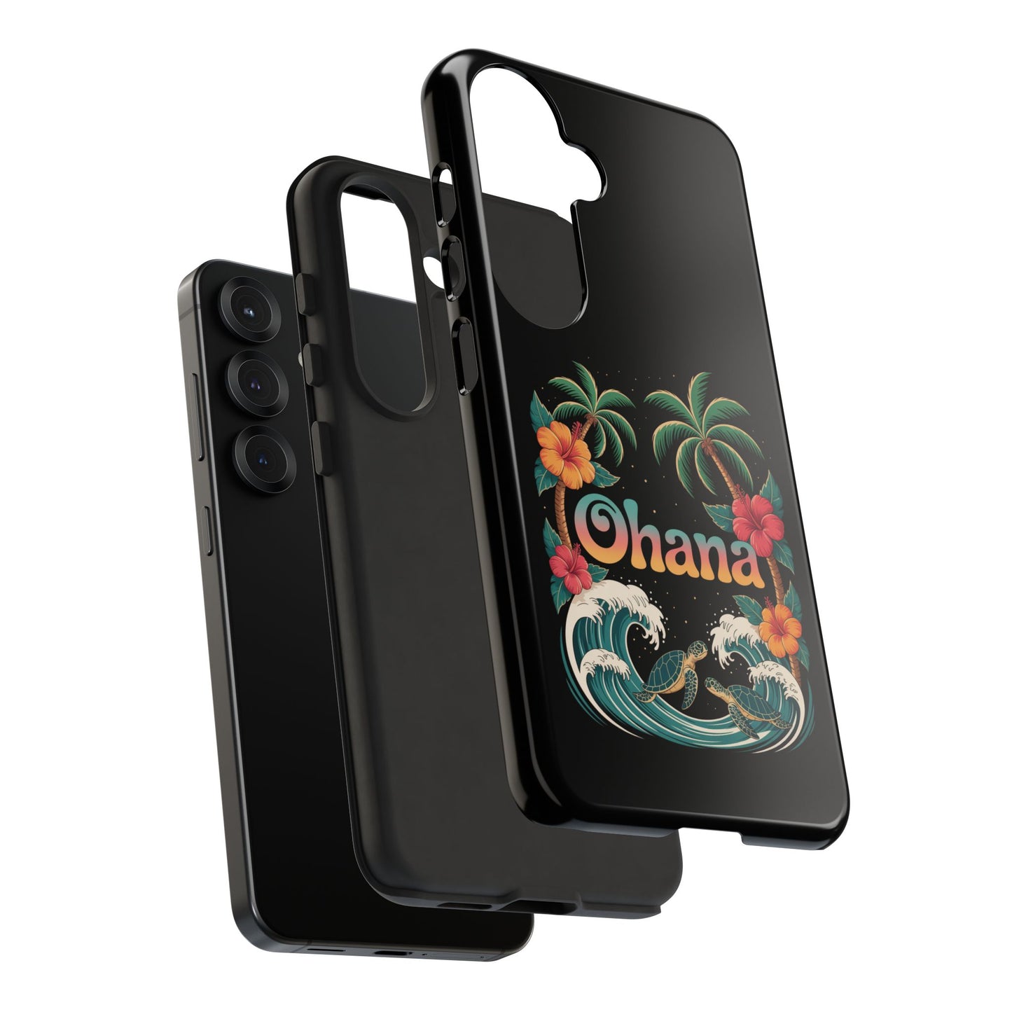 Tropical Ohana Samsung Case - Summer Beach Phone Cover - Hawaiian Palm & Hibiscus Design - Rugged & Glossy Protector for Galaxy
