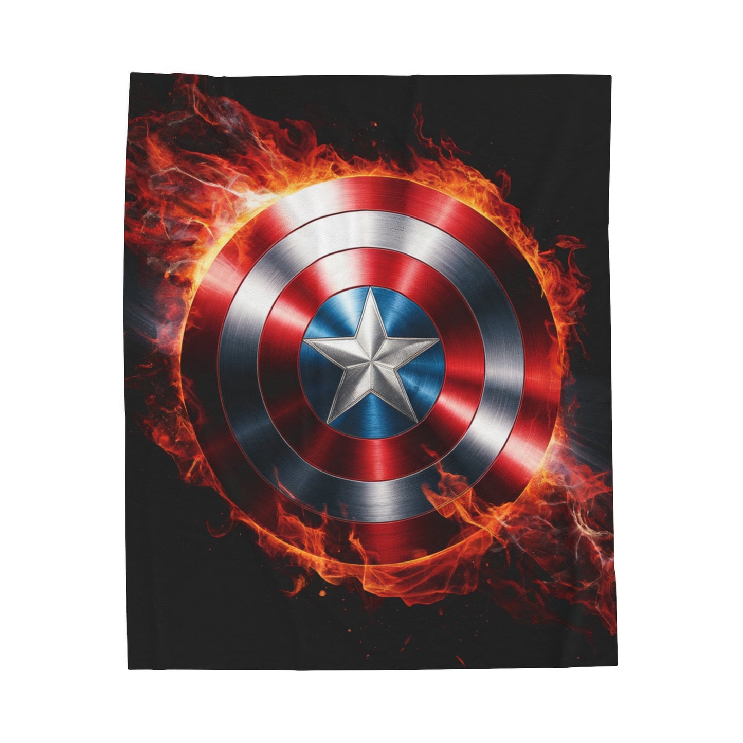 Plush Blanket Shield Flames Design