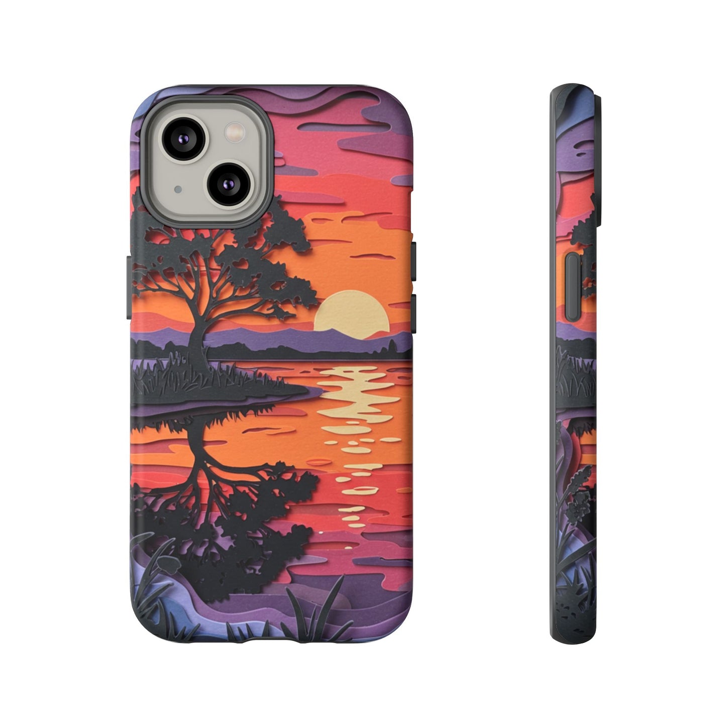 iPhone Case - Colorful Paper Art Sunset Design
