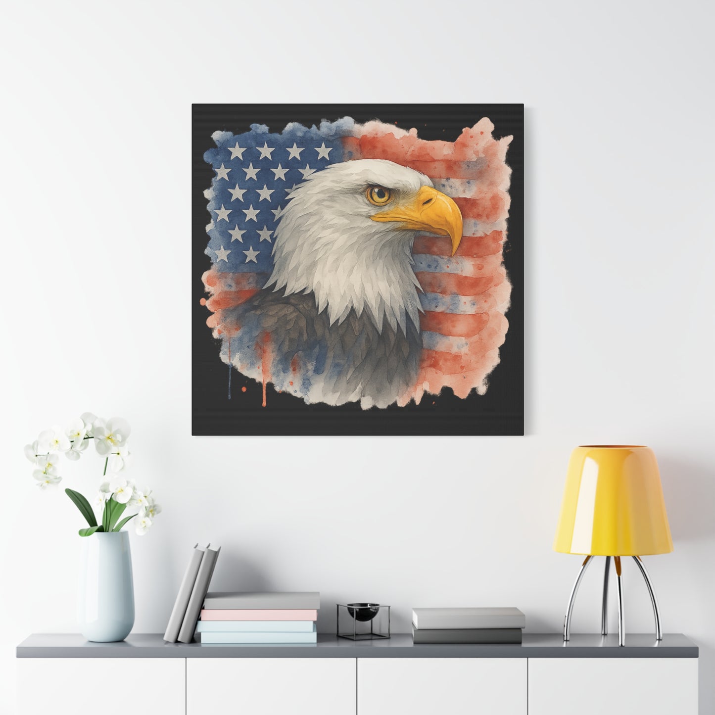 Patriotic Eagle Canvas Art American Flag Decor Independence Day Decor 4th of July Canvas Gift for Veteran