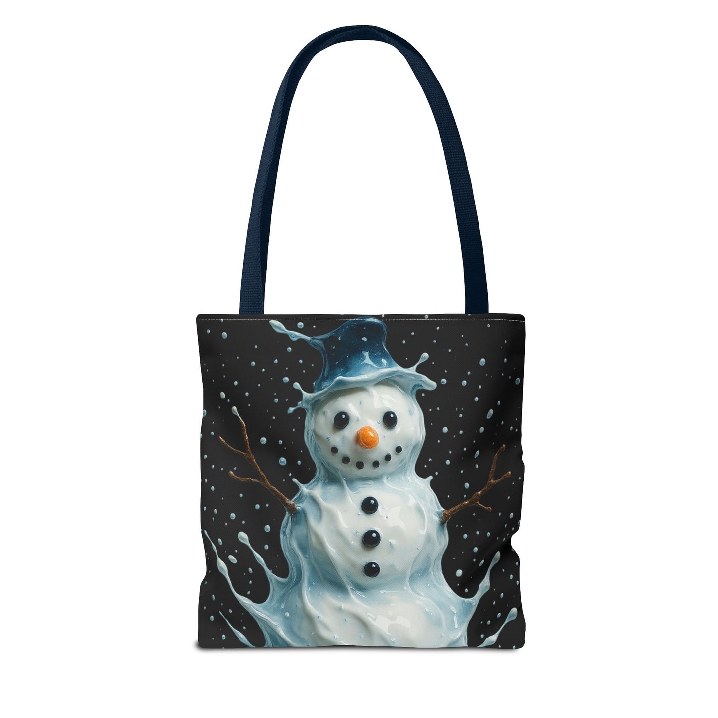 Winter Snowman Tote Bag, Festive Christmas Gift Bag, Holiday Shopping Tote, Snowy Season Accessory, Reusable Winter Art Bag For Everyday Use