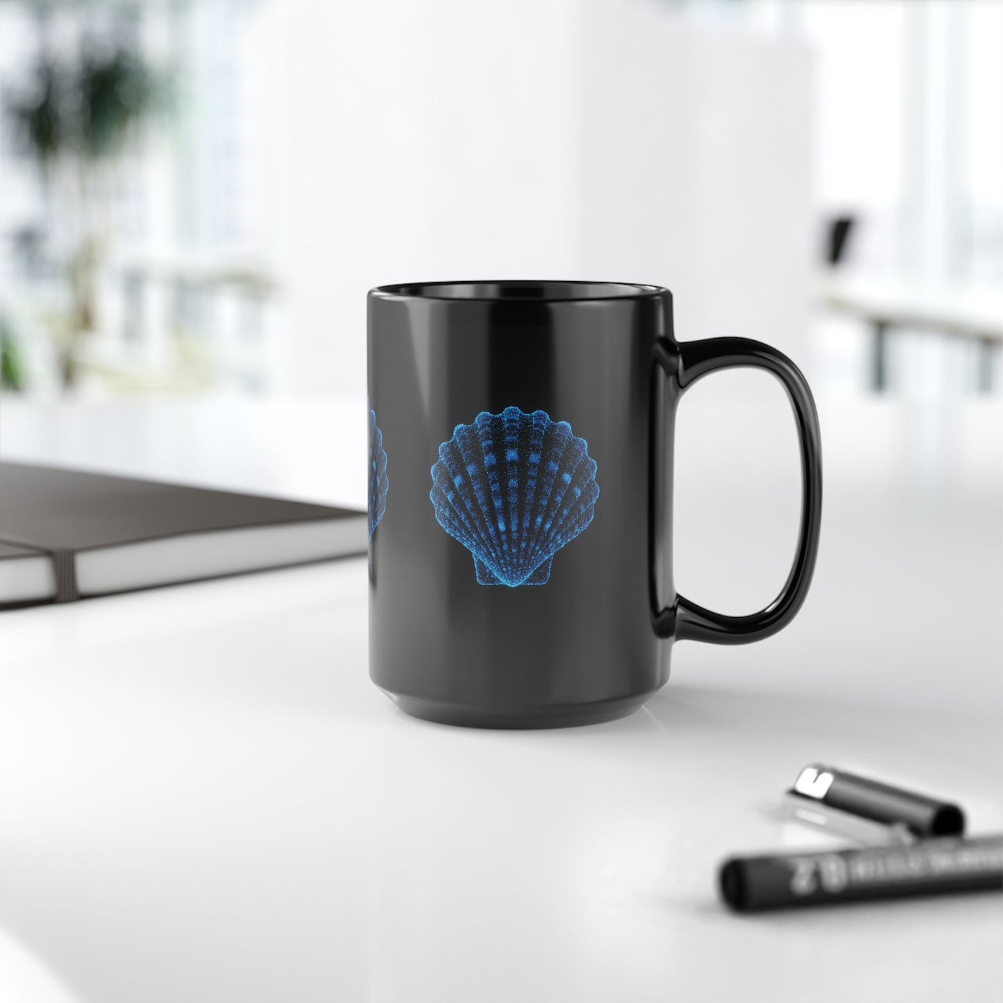 Mug - Bioluminescent SeaShells Black Mug