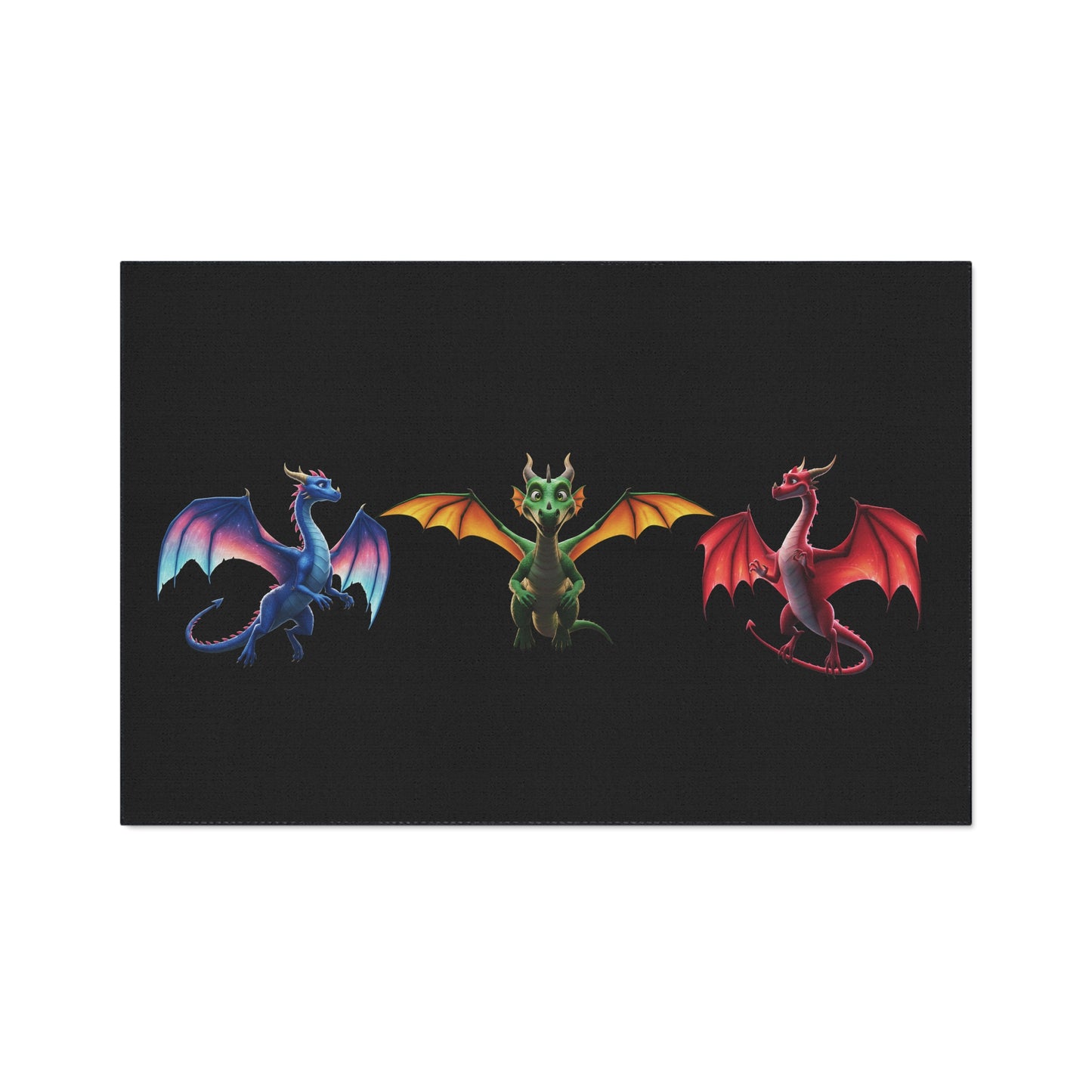 Fantasy Dragon Floor Mat - Non‑Slip Game Room Rug with Blue, Green and Red Dragons, Kids Room Decor, Durable Entrance Welcome Mat