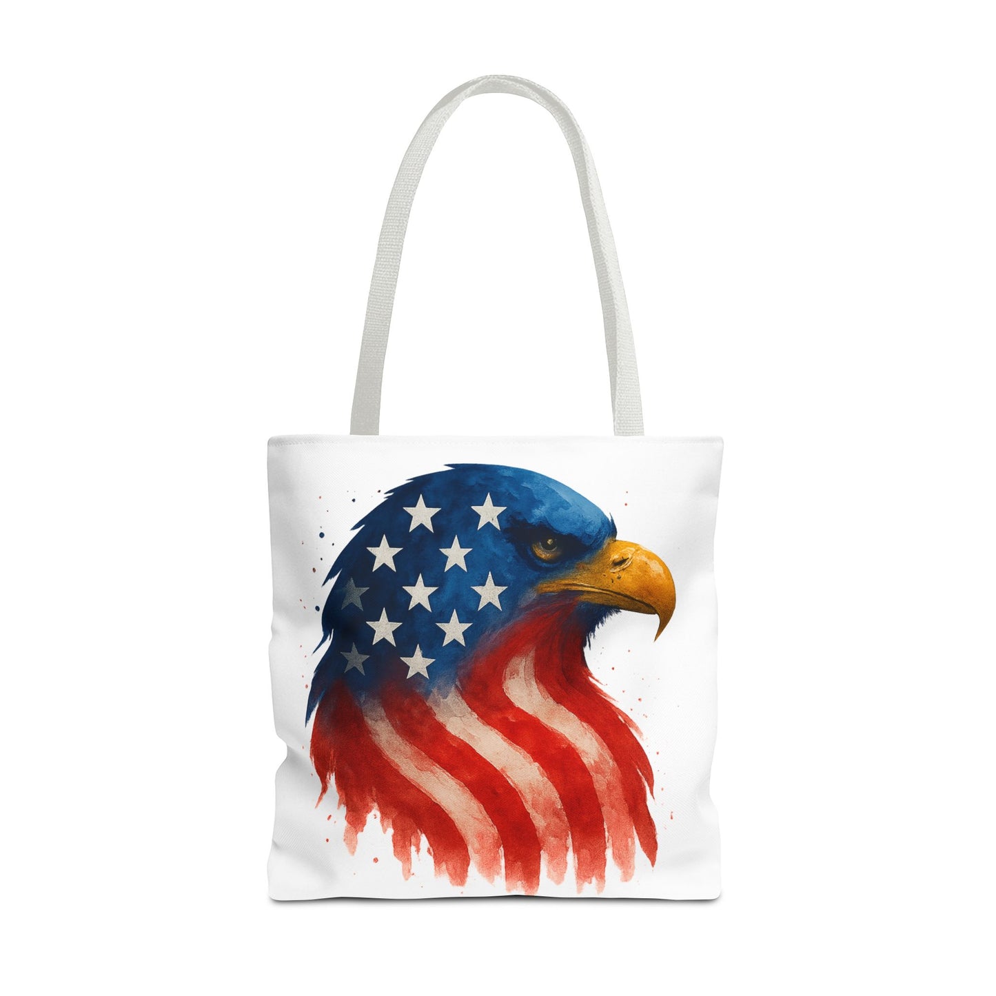 Patriotic Eagle Tote Bag USA Flag Canvas Carryall - Eco-Friendly Independence Day, Memorial Day Gift for Veterans, Reusable Shopping Bag