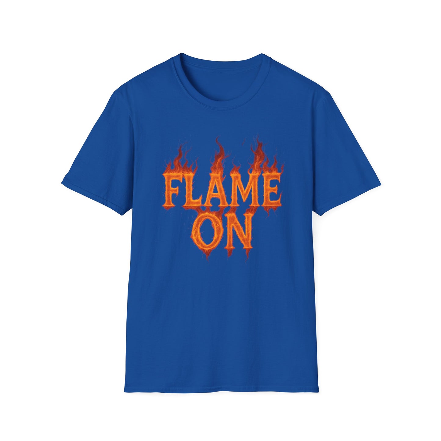 Flame On Fire Typography Shirt - Superhero Fan Gift, Personalized Fiery Slogan Tee, Comic Style Flame Letter T-Shirt, Flame Lover Shirt