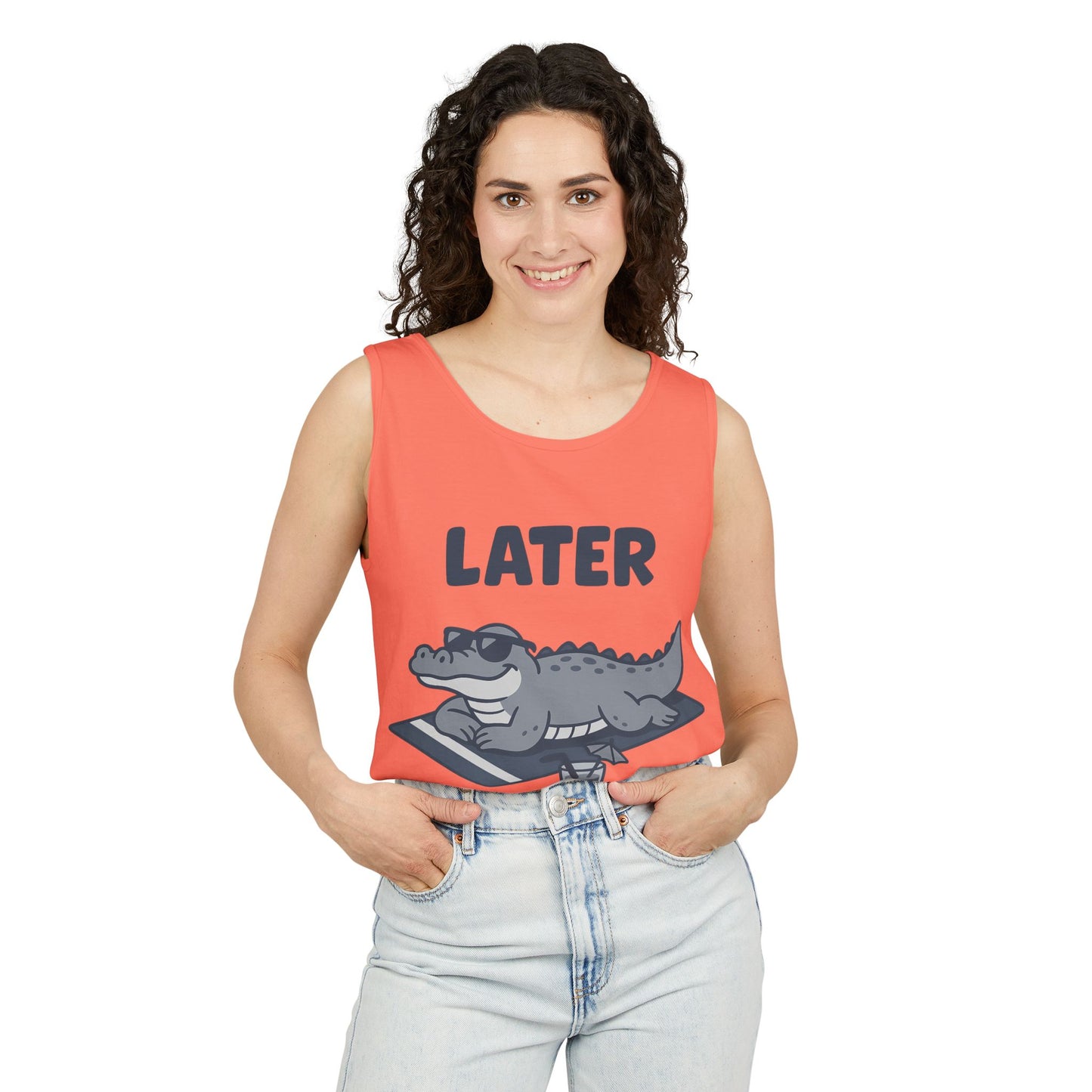 Funny Crocodile Tank Top - ‘Later Gator’ Cute Graphic Croc Tee, Summer Vest, Beach Gift, Sarcastic Animal Humor, Festival and Everyday Wear