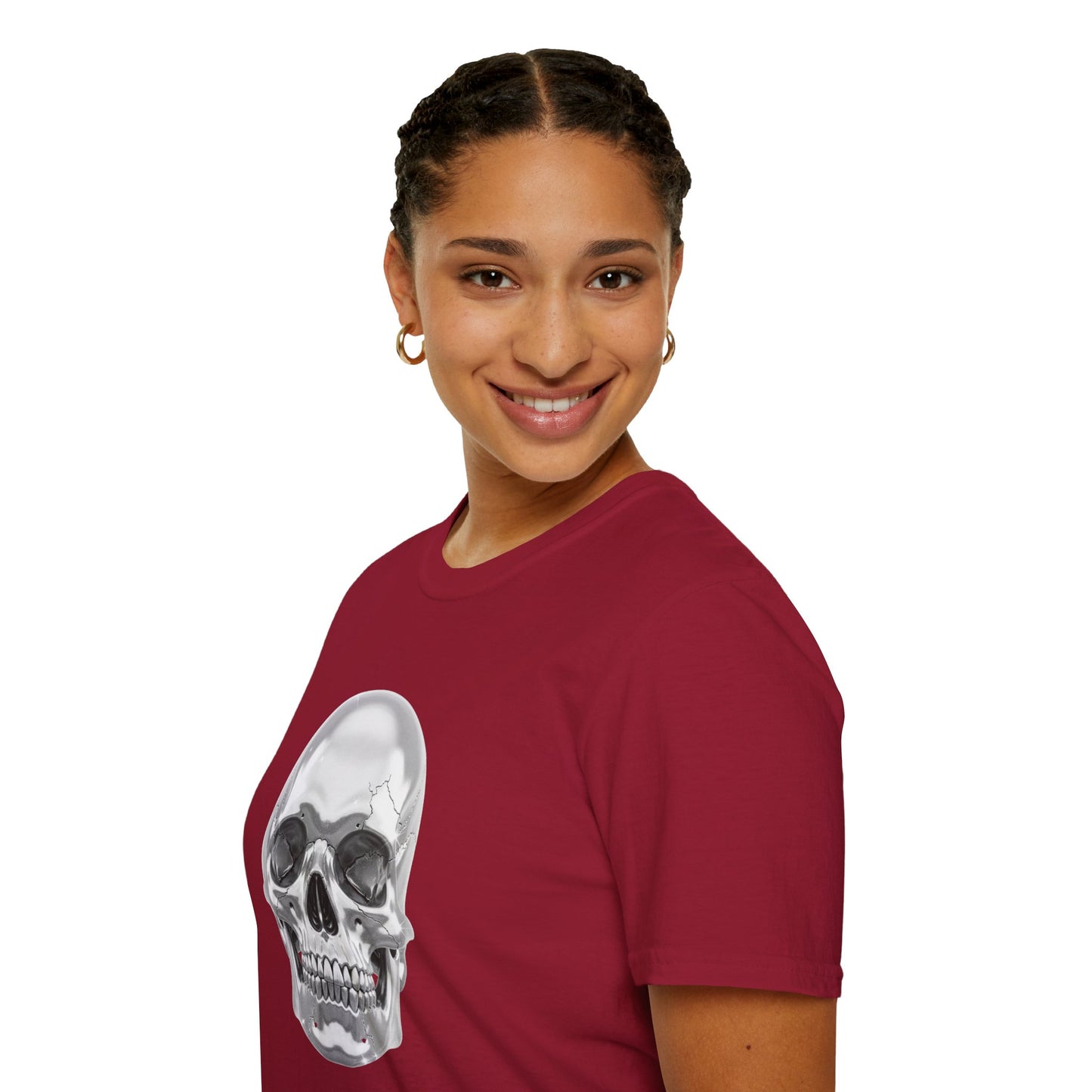 Chrome Skull Graphic Tee - Edgy Metallic Skull Shirt - Retro Rock Vibe, Dark Aesthetic, Unisex Cool Gift - Trendy Fashion Statement Top