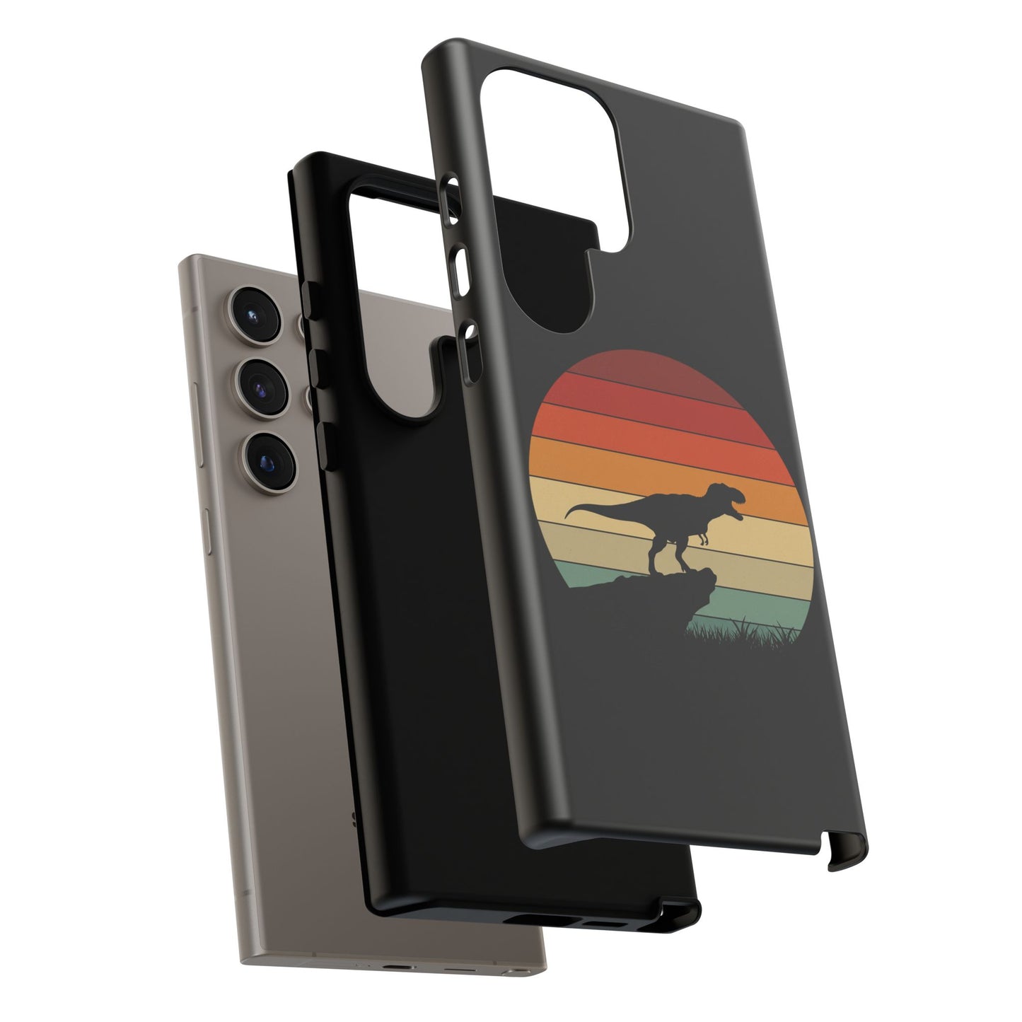 Retro Sunset Dinosaur Samsung Case | T-Rex Silhouette Vintage Gradient Cover for Galaxy S25/S24/S23 Series Dinosaur Phone Case