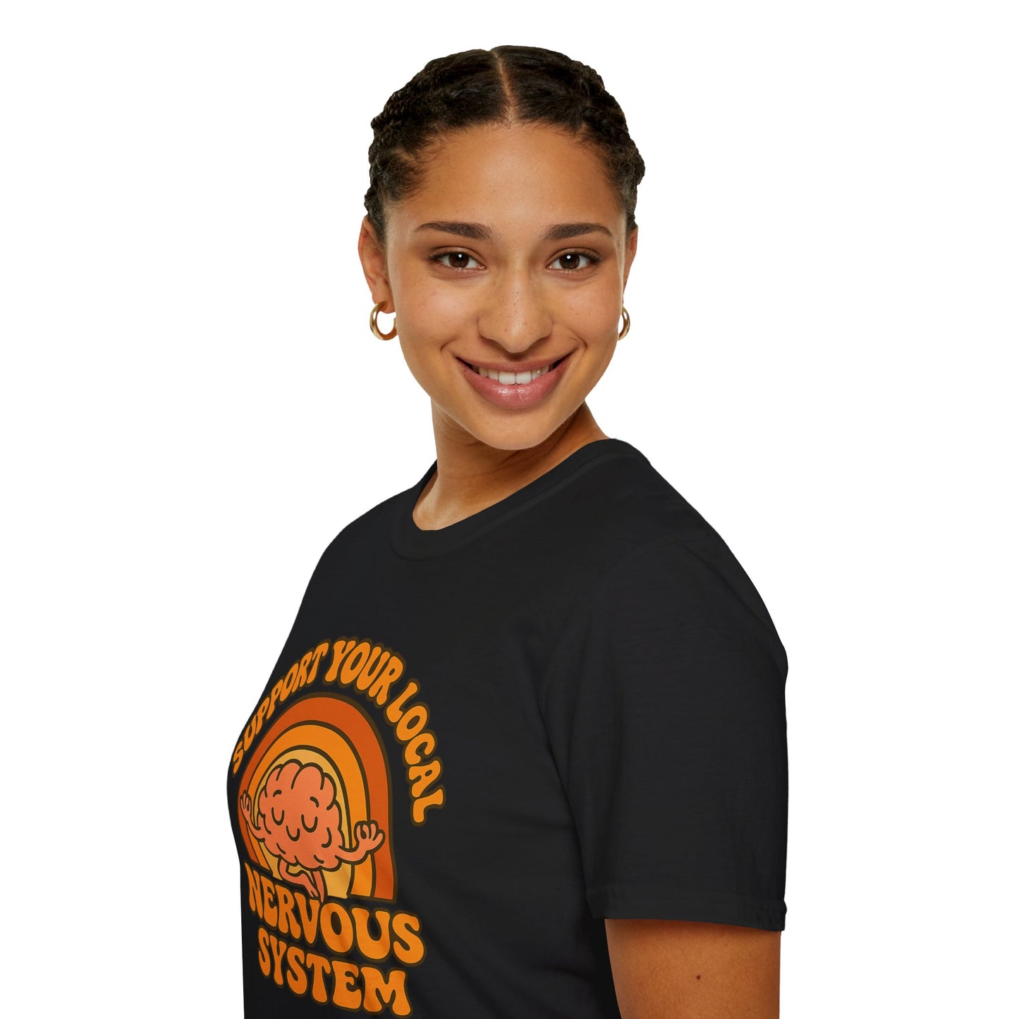 Support Your Local Nervous System T-Shirt | Funny Brain Tee, Neurodiversity Gift, Mental Health Humor Shirt, Science Geek Retro Tee