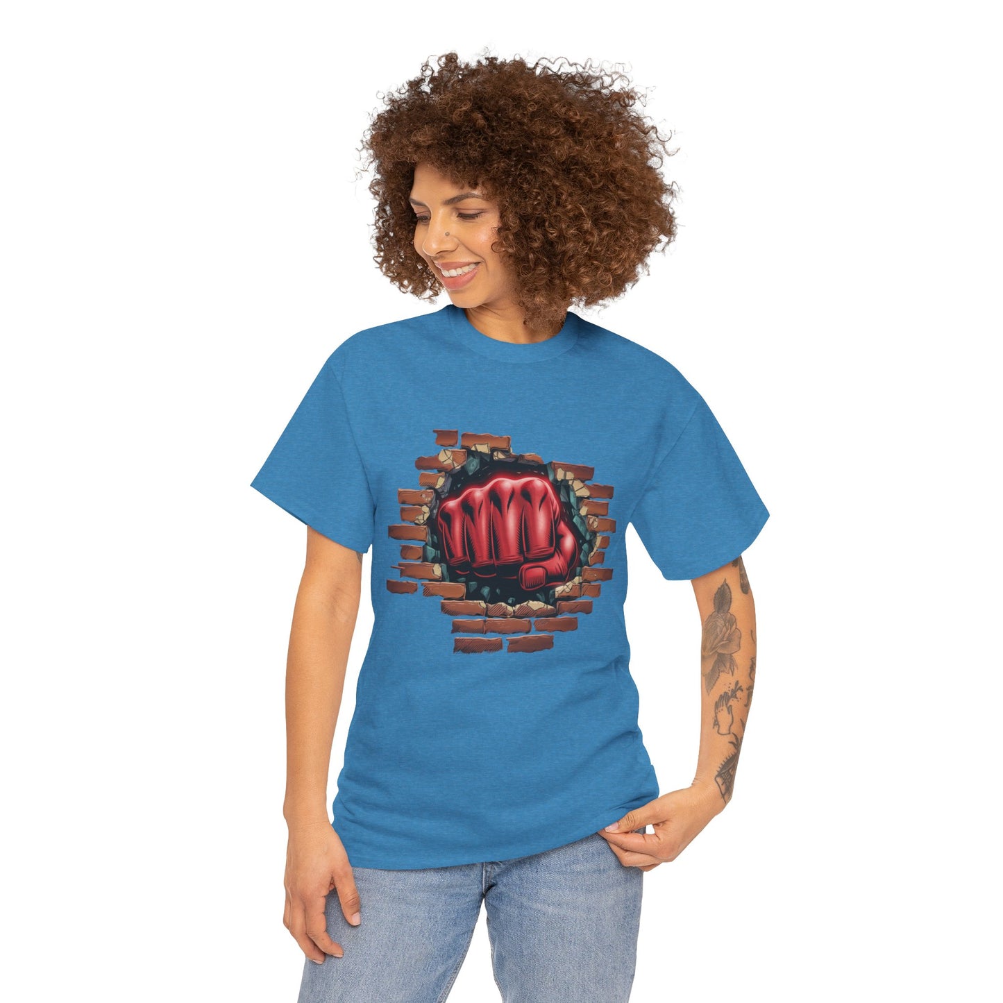 Impact Fist Graphic T-Shirt – Punch Through Brick Wall Design | Bold Streetwear Tee for Fighters, Gym & Edge-Lovers