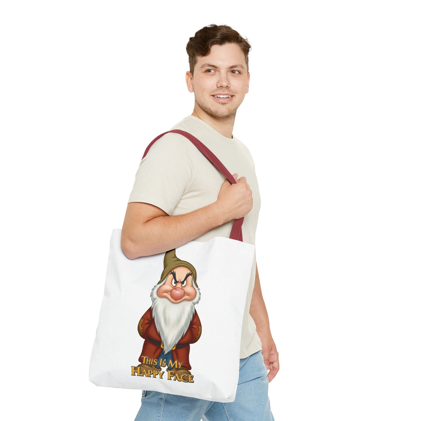 Grumpy Dwarf Tote Bag - "This Is My Happy Face"