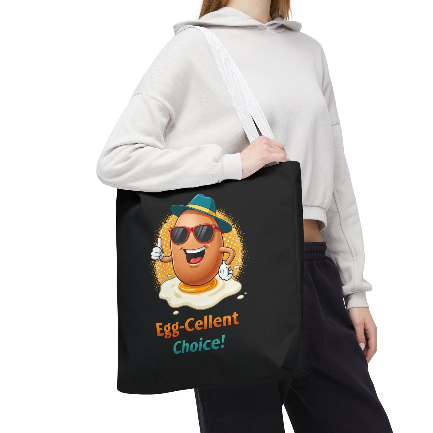 Tote Bag: Egg-Cellent Choice Thumbs Up Pun Design