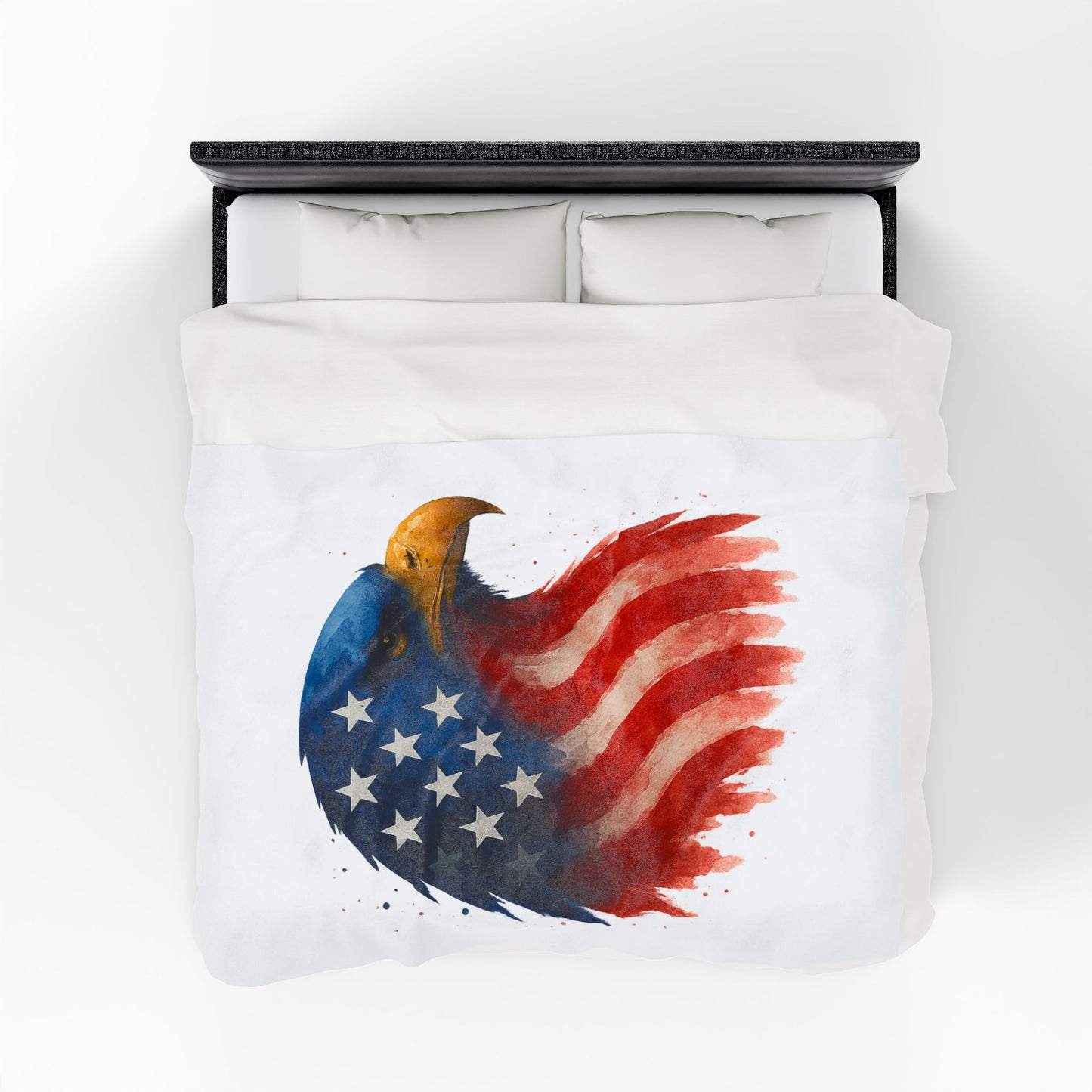 Patriotic Eagle Plush Blanket - Soft USA Flag Throw - Cozy Polyester Eagle Throw for Veterans, 4th of July, Home Decor Gift
