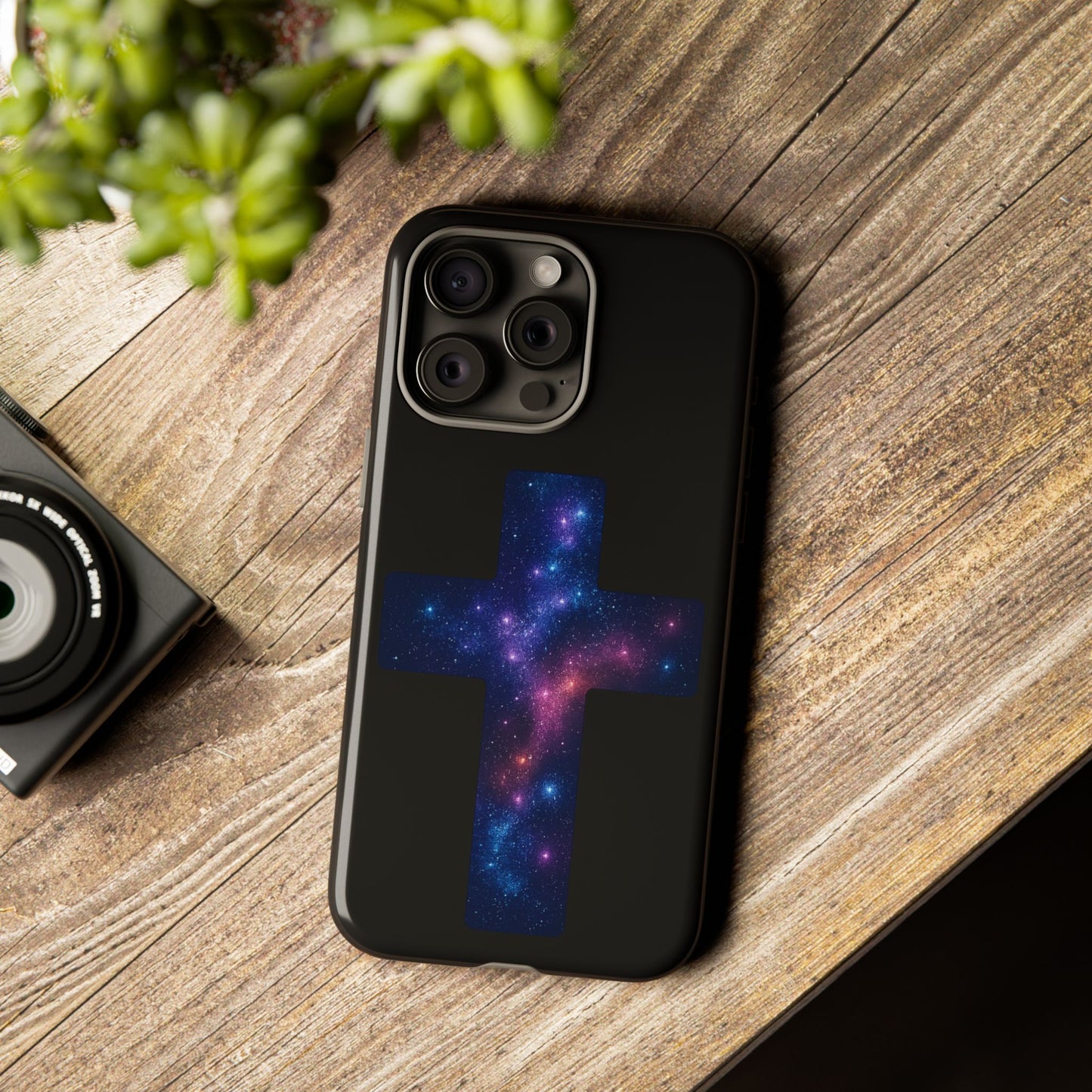 iPhone Case - Galactic Cross design Christian Phone Case Spiritual iPhone Accessory Religious Case Gift for Believers