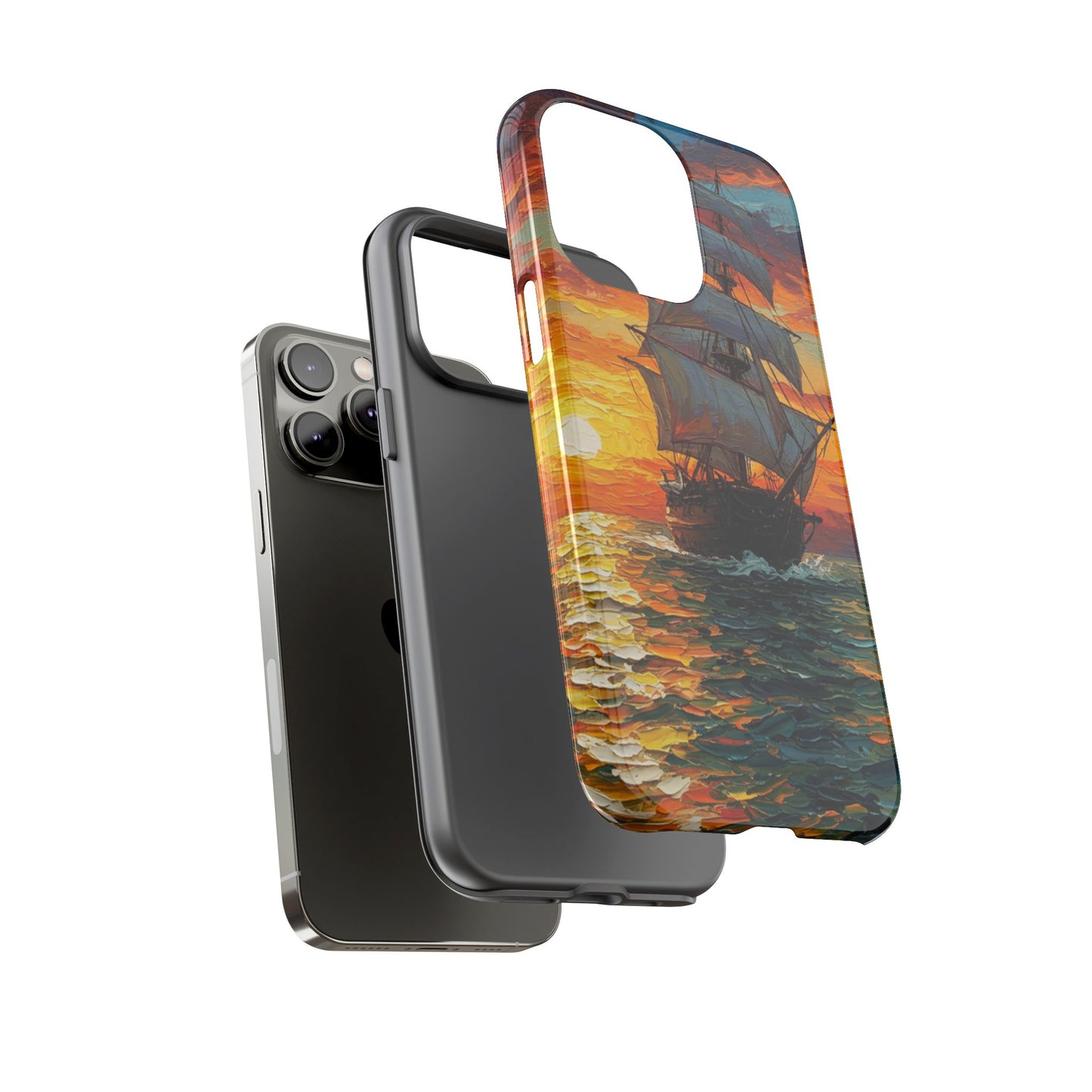 iPhone Case - Ship Sailing at Sunset Design