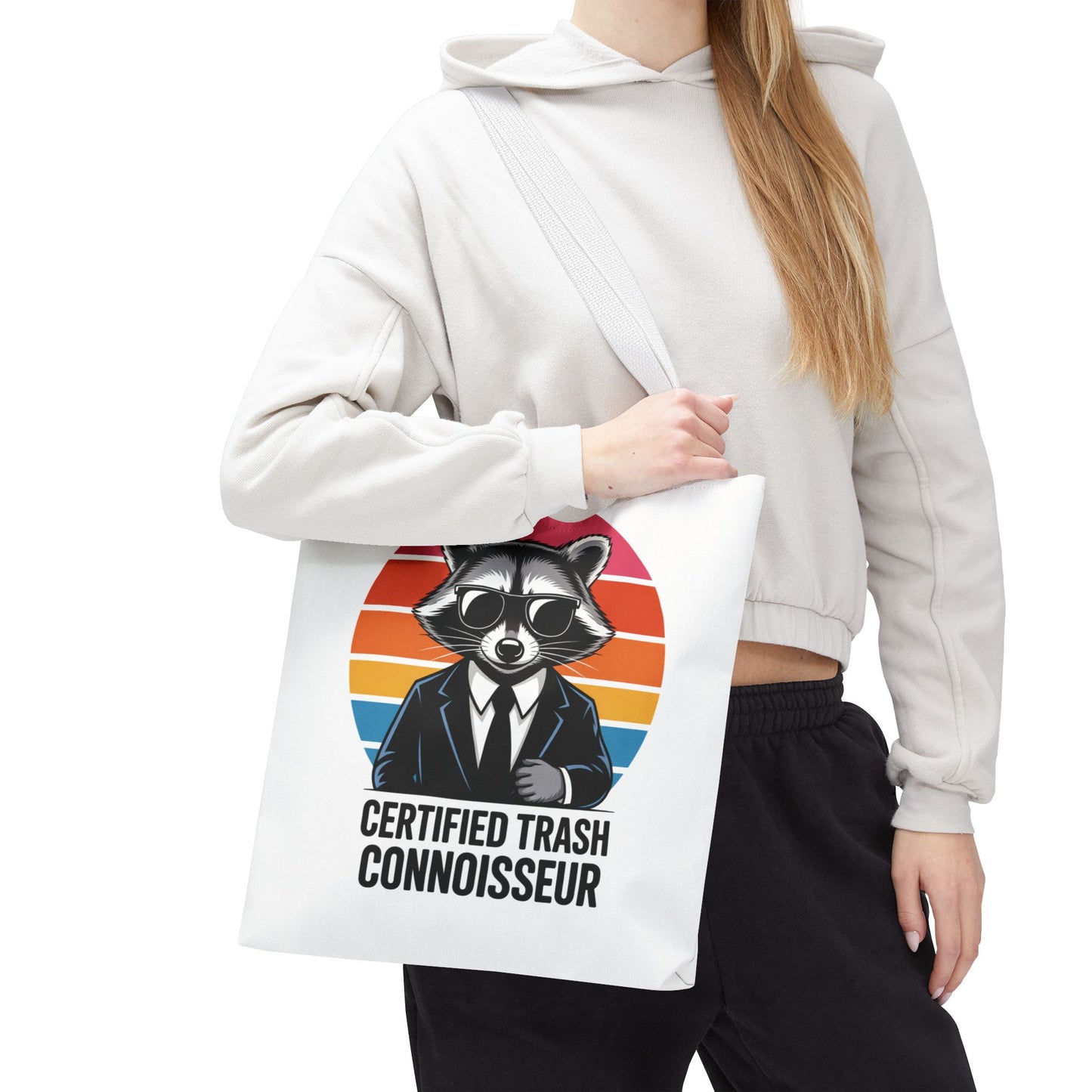 Certified Trash Connoisseur Raccoon Tote Bag Fun and Quirky Everyday Carry Trash Panda Bag