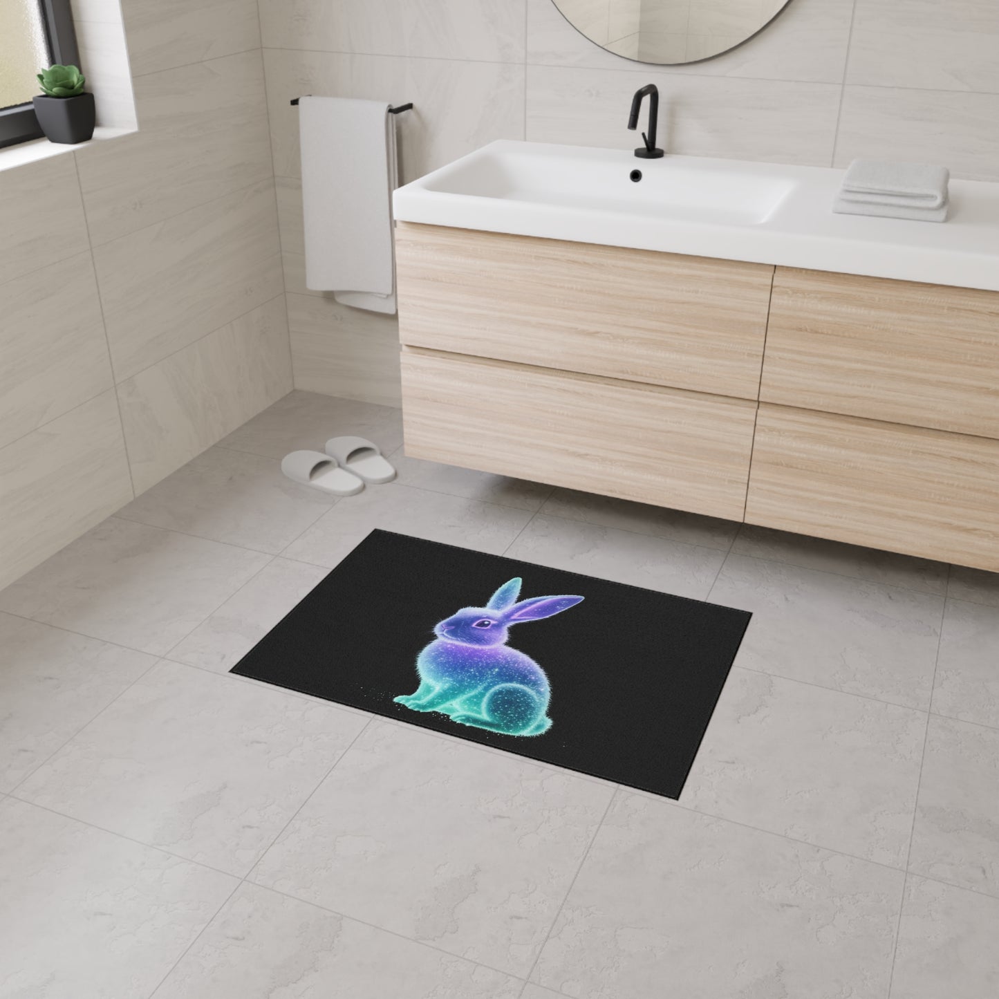 Floor Mat Bioluminescent Easter Bunny Welcome Mat Bunny Door Mat