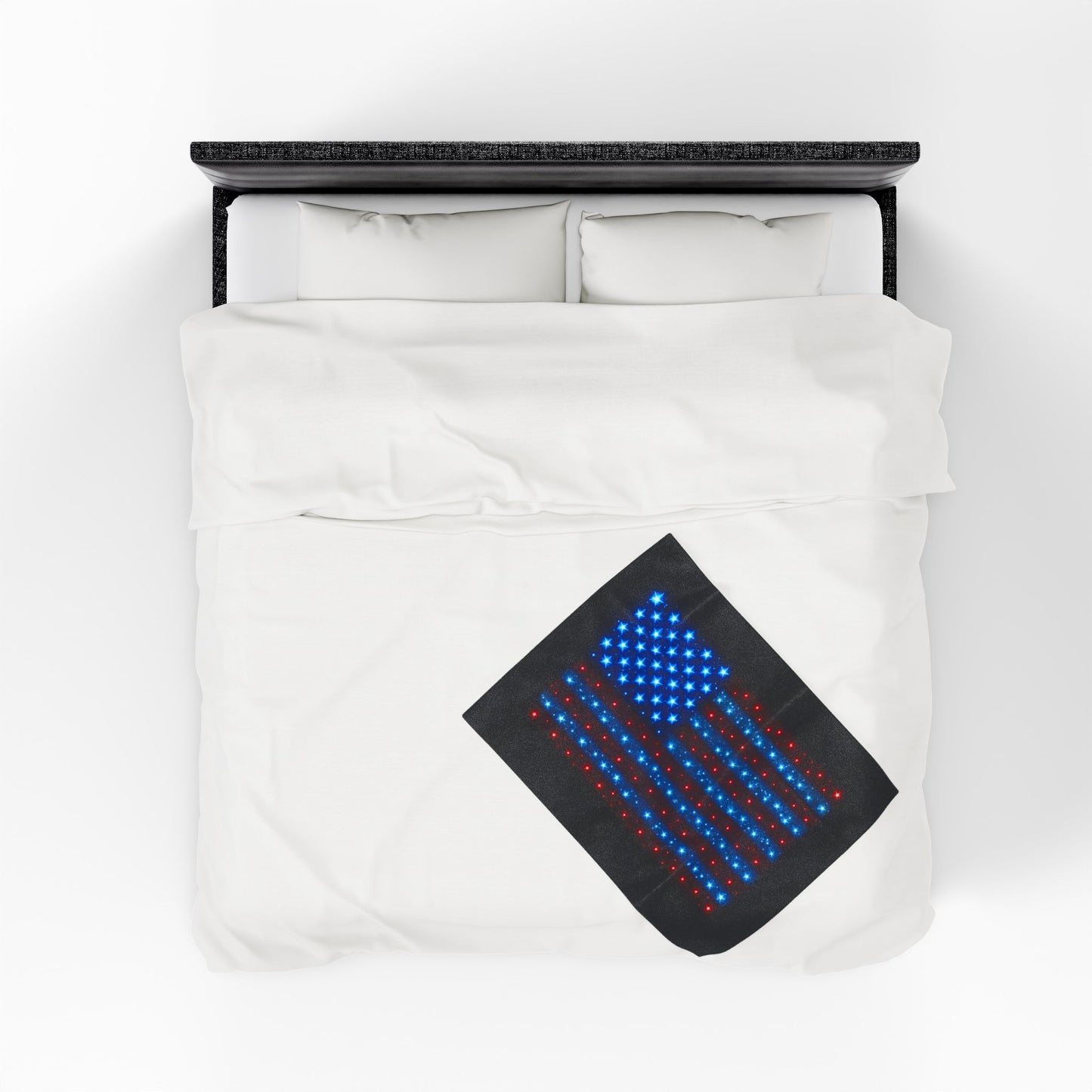Starry Bioluminescent USA Flag Plush Blanket - Velveteen Patriotic Throw - 4th July Cozy Home Decor - Modern Stars and Stripes Throw