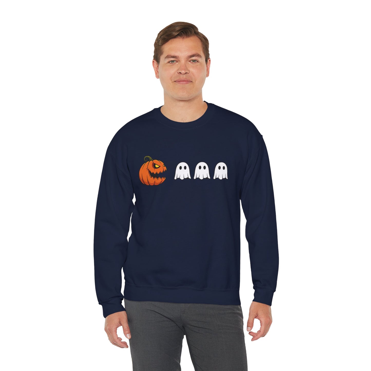 Pumpkin Ghost Sweatshirt, Funny Halloween Crewneck, Spooky Ghost Sweater, Cute Pumpkin Sweatshirt, Fall Outfit, Scary Face Sweatshirt