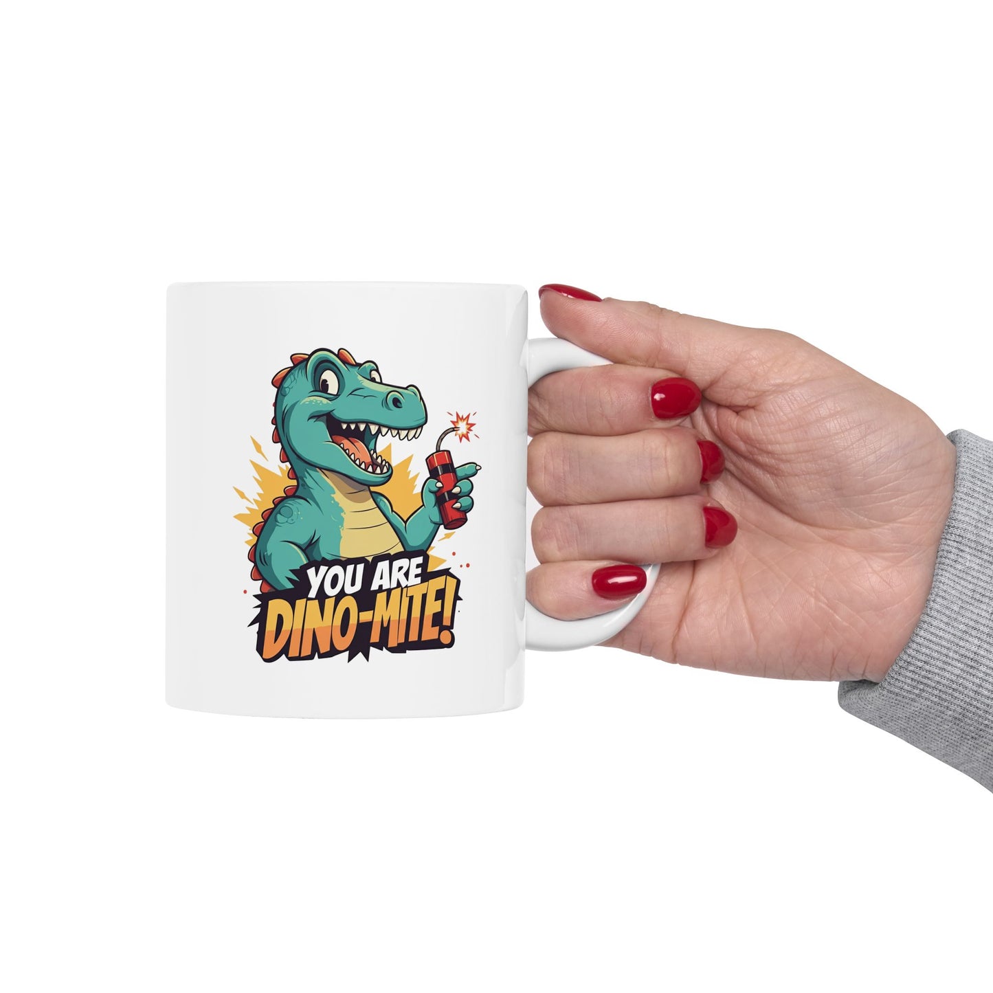 You Are Dino-Mite Mug – Funny Dinosaur Coffee Cup with Cute T-Rex Design – Gift for Him, Her, Kids – Dino Lover Kitchen Decor