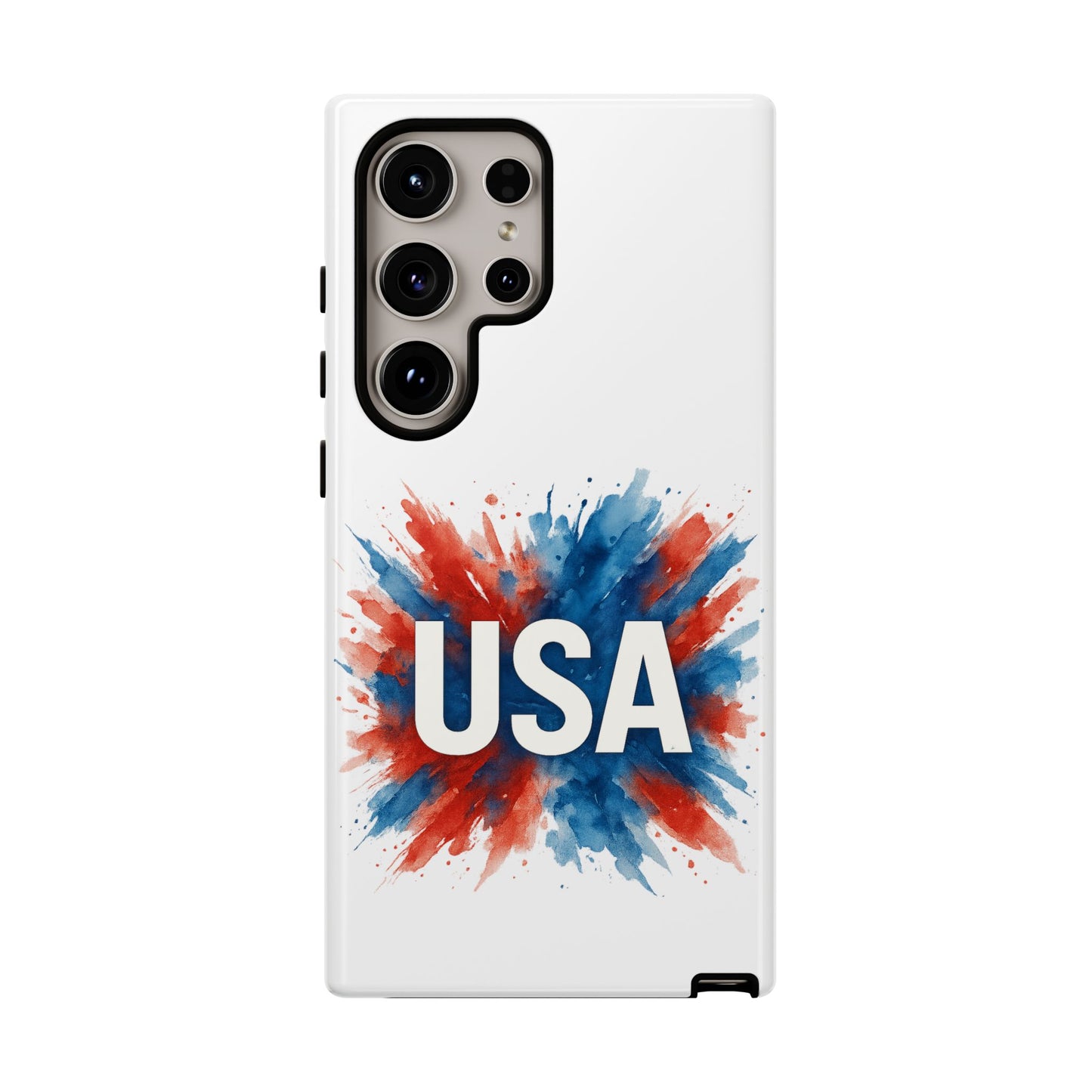 USA Splash Samsung Case - Patriotic Red White Blue Tough Cover, Dual-Layer Protection, 4th of July amd Veteran Gift for Galaxy