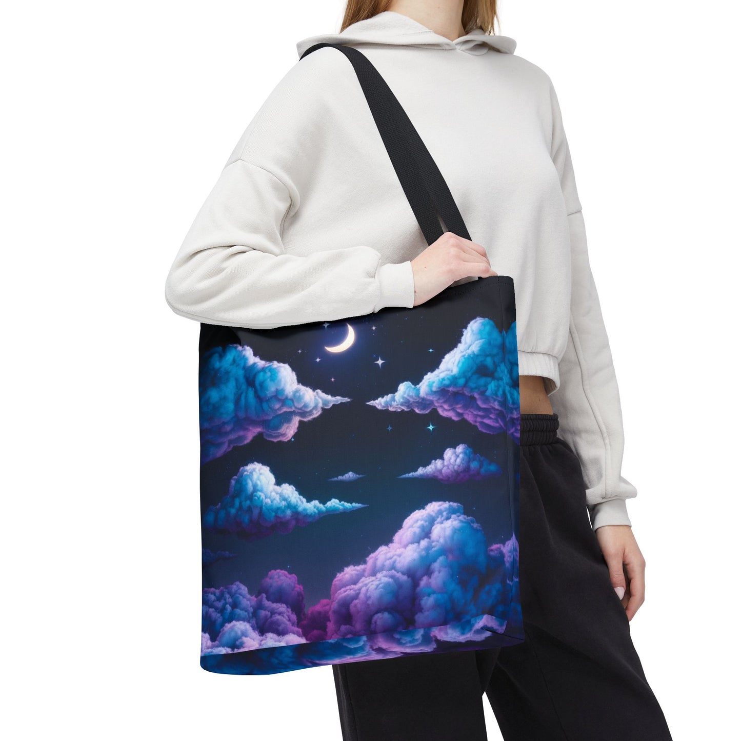 Dreamy Moon & Clouds Tote Bag • Celestial Night Sky Tote • Boho Moon Cloud Tote • Eco-Friendly Cosmic Art Tote • Gift for Stargazers