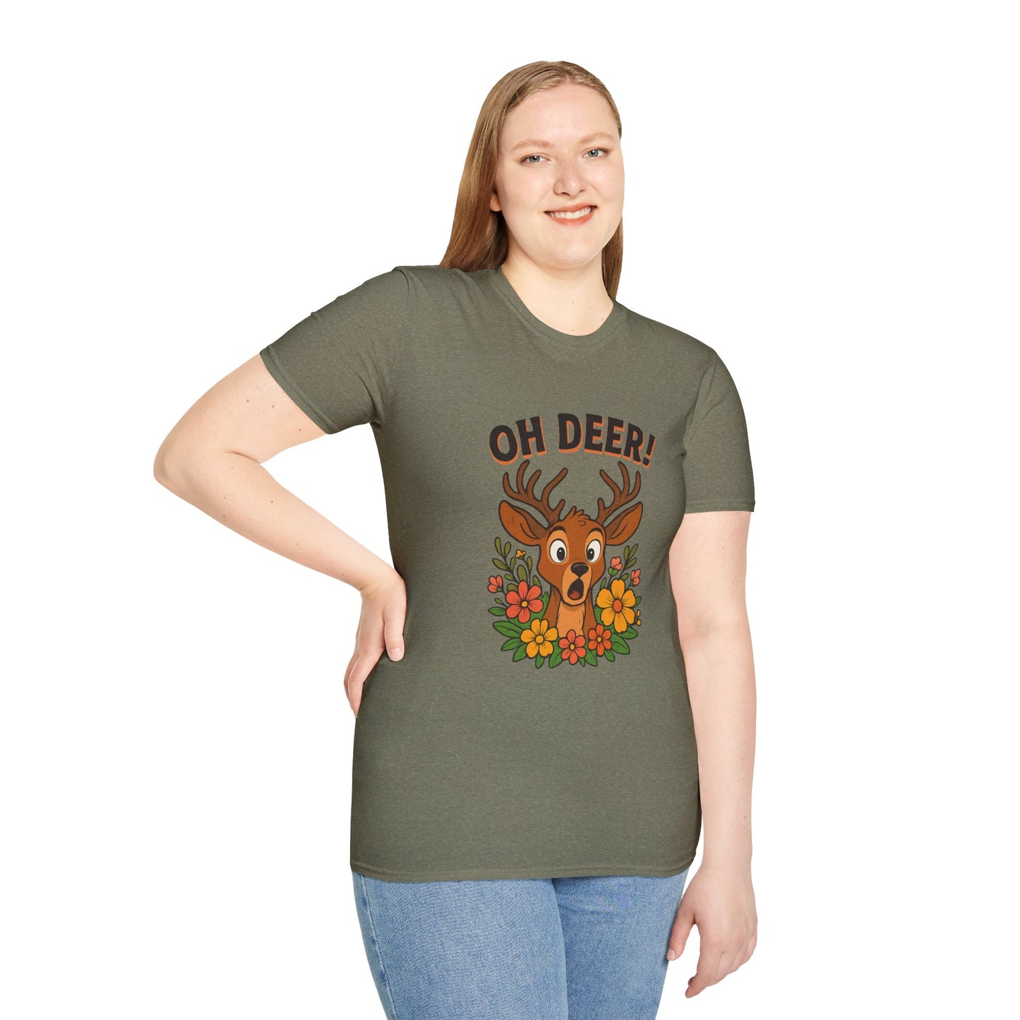 Oh Deer! Cute Floral Deer Graphic Tee | Funny Animal Lover Gift, Personalized, Nature Woodland Shirt, Deer Mom | Gift for Her Him