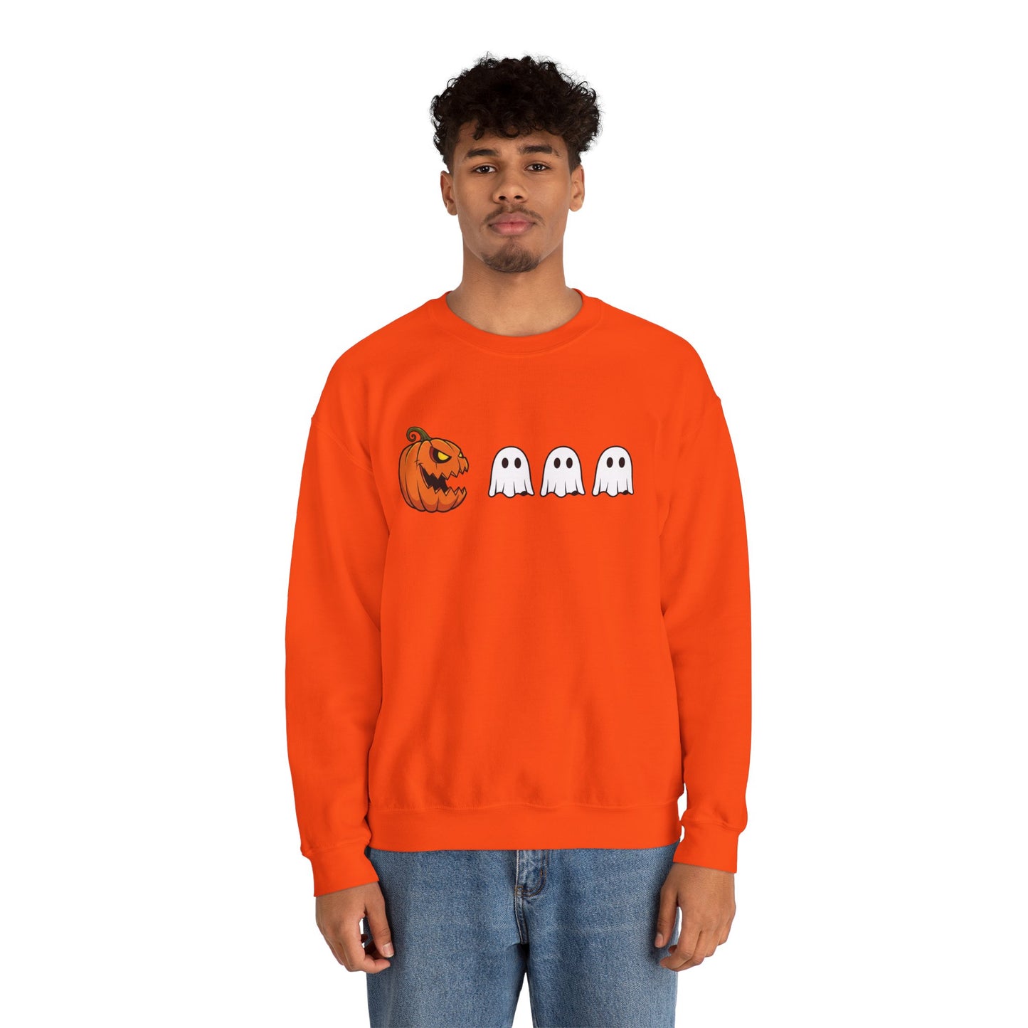Pumpkin Ghost Sweatshirt, Funny Halloween Crewneck, Spooky Ghost Sweater, Cute Pumpkin Sweatshirt, Fall Outfit, Scary Face Sweatshirt